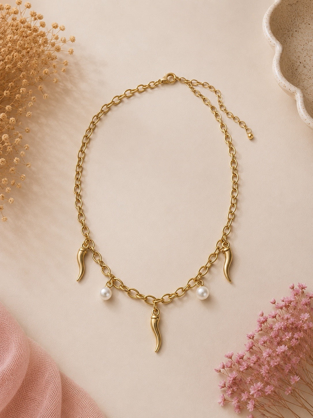 Collana horns&pearls