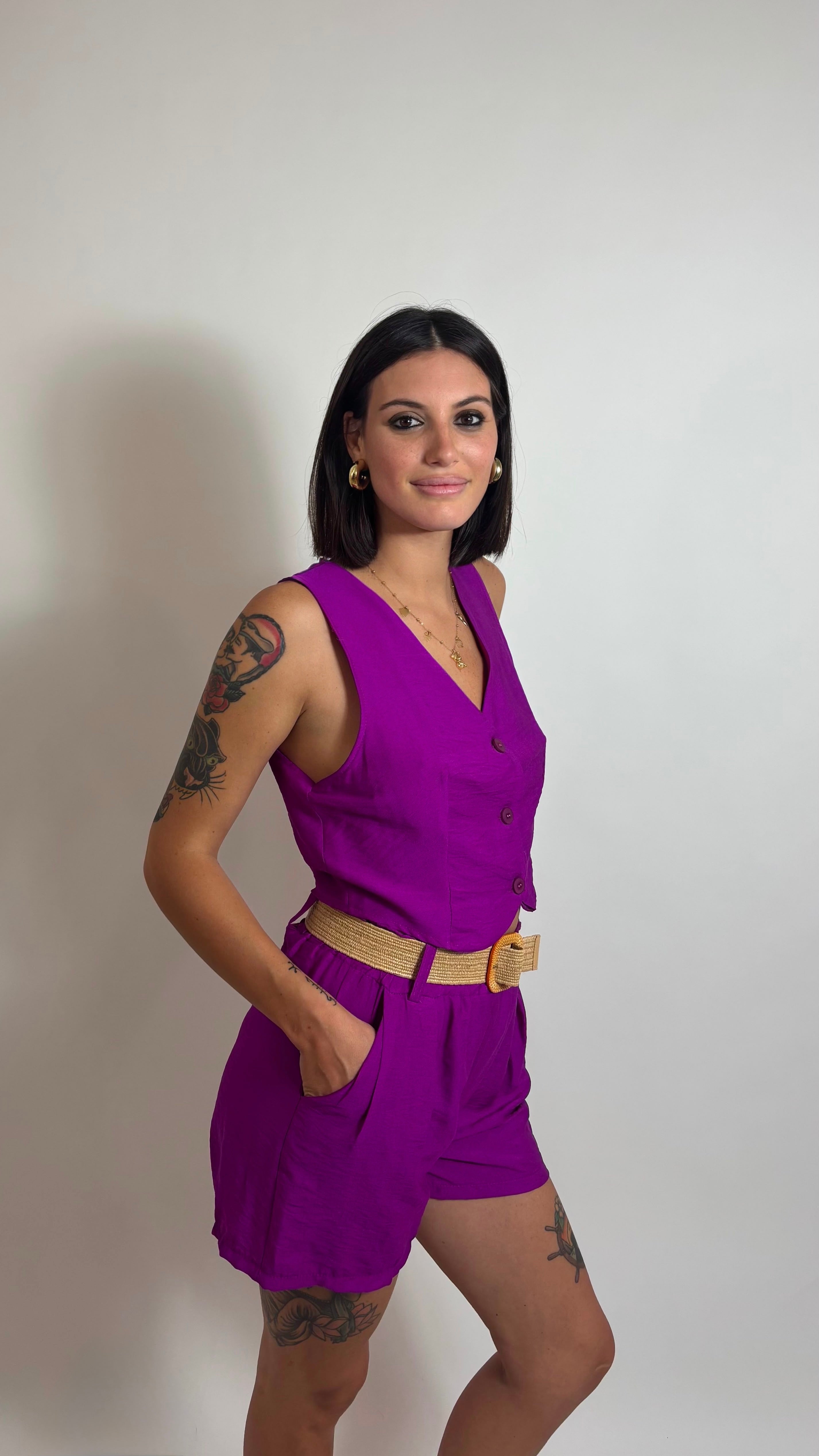 Set Gilet & Shorts Ciclamino