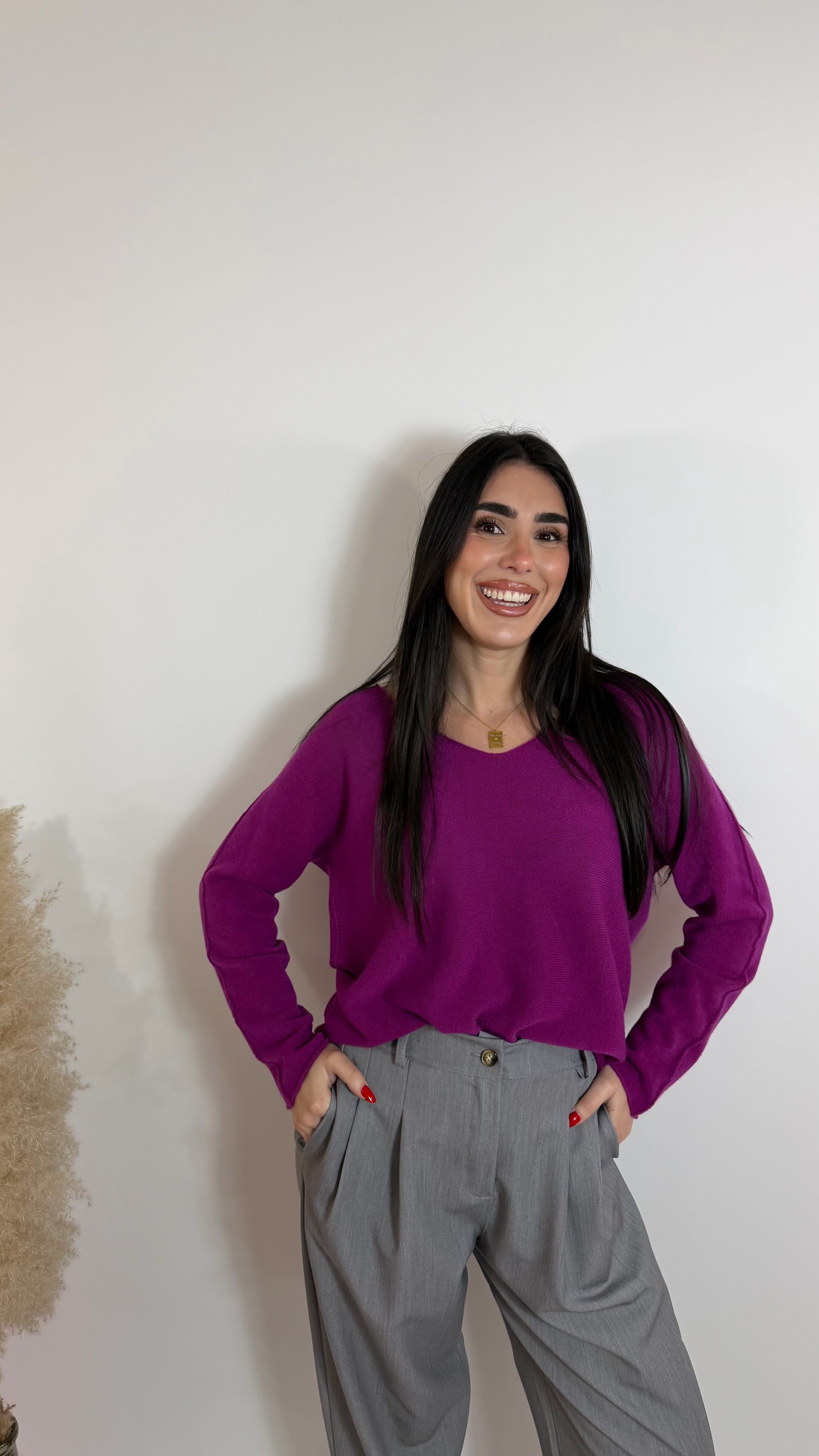 Pull Viscosa Scollo V prugna