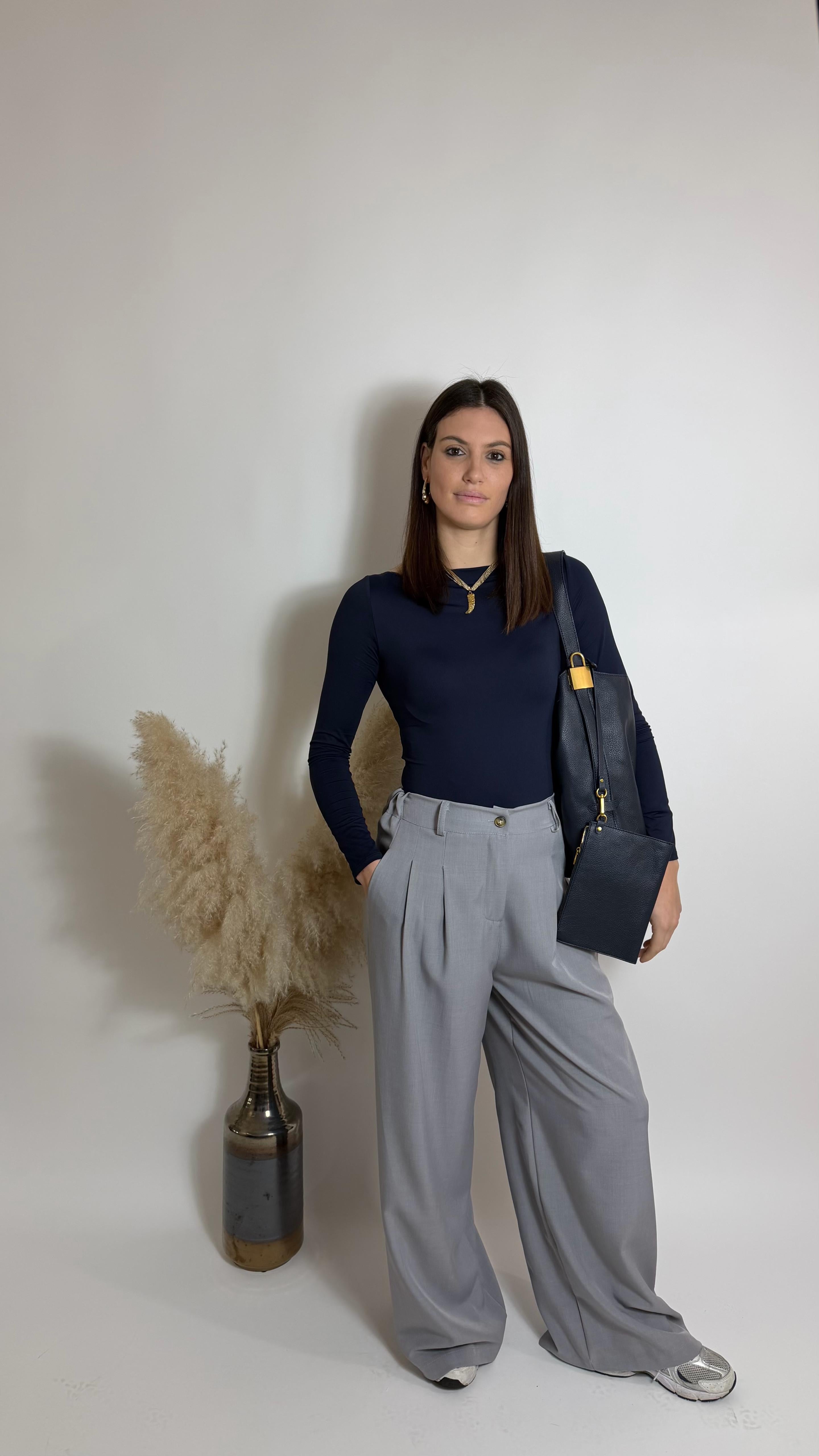 Pantalone Relax Gamba Ampia - Grigio