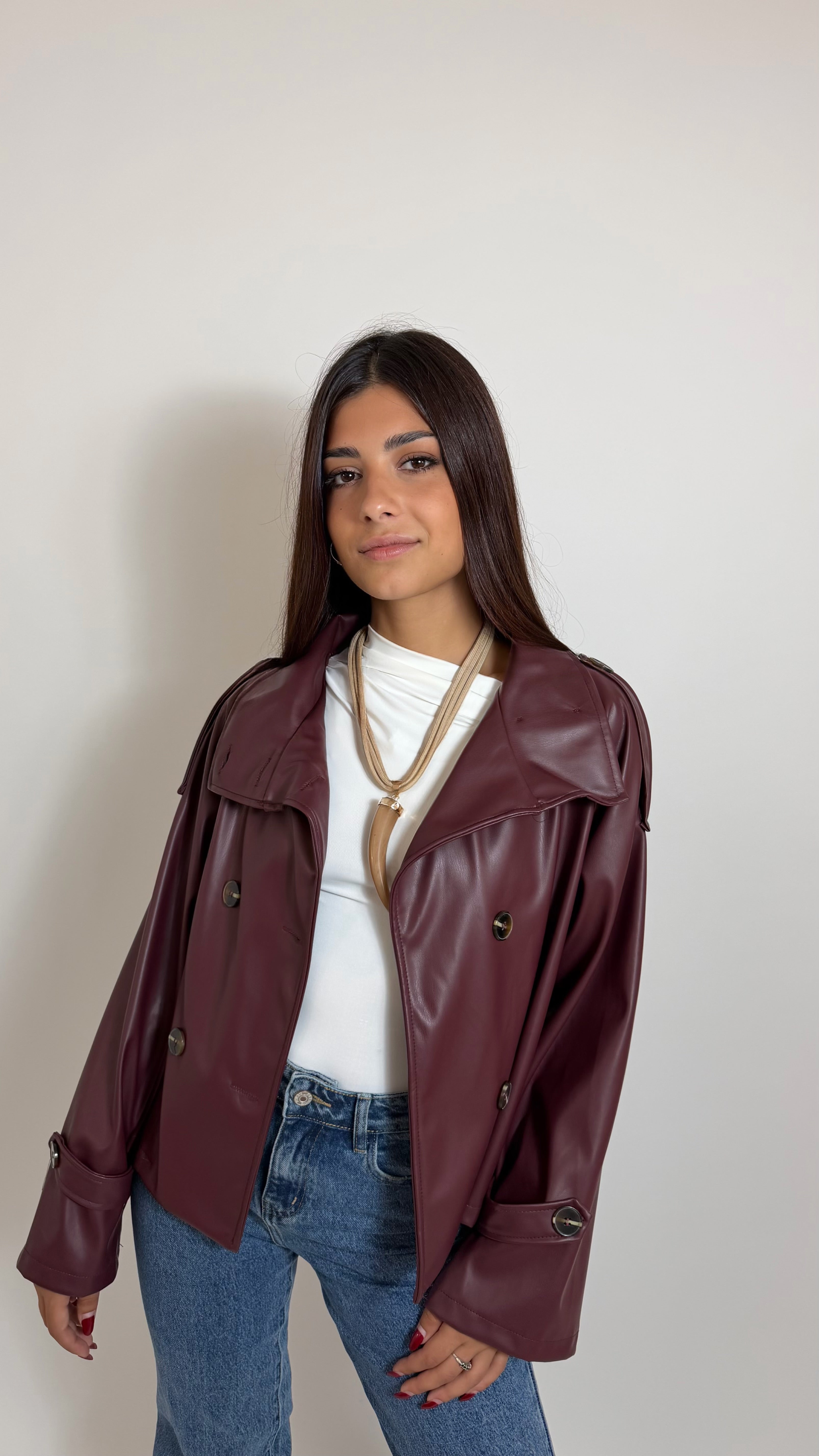 Mini Trench Ecopelle Burgundy