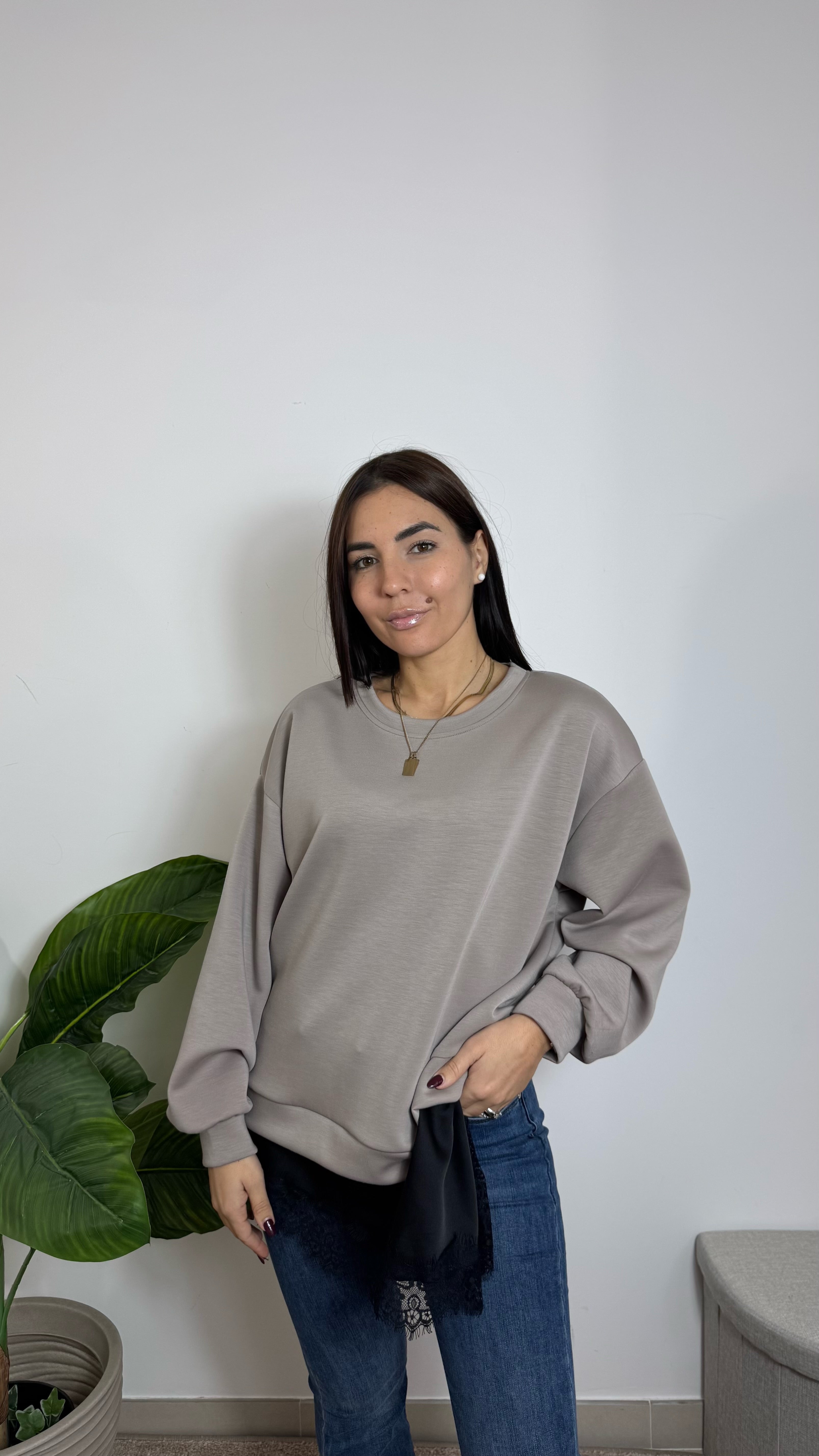 Felpa Comfy Lace Tortora