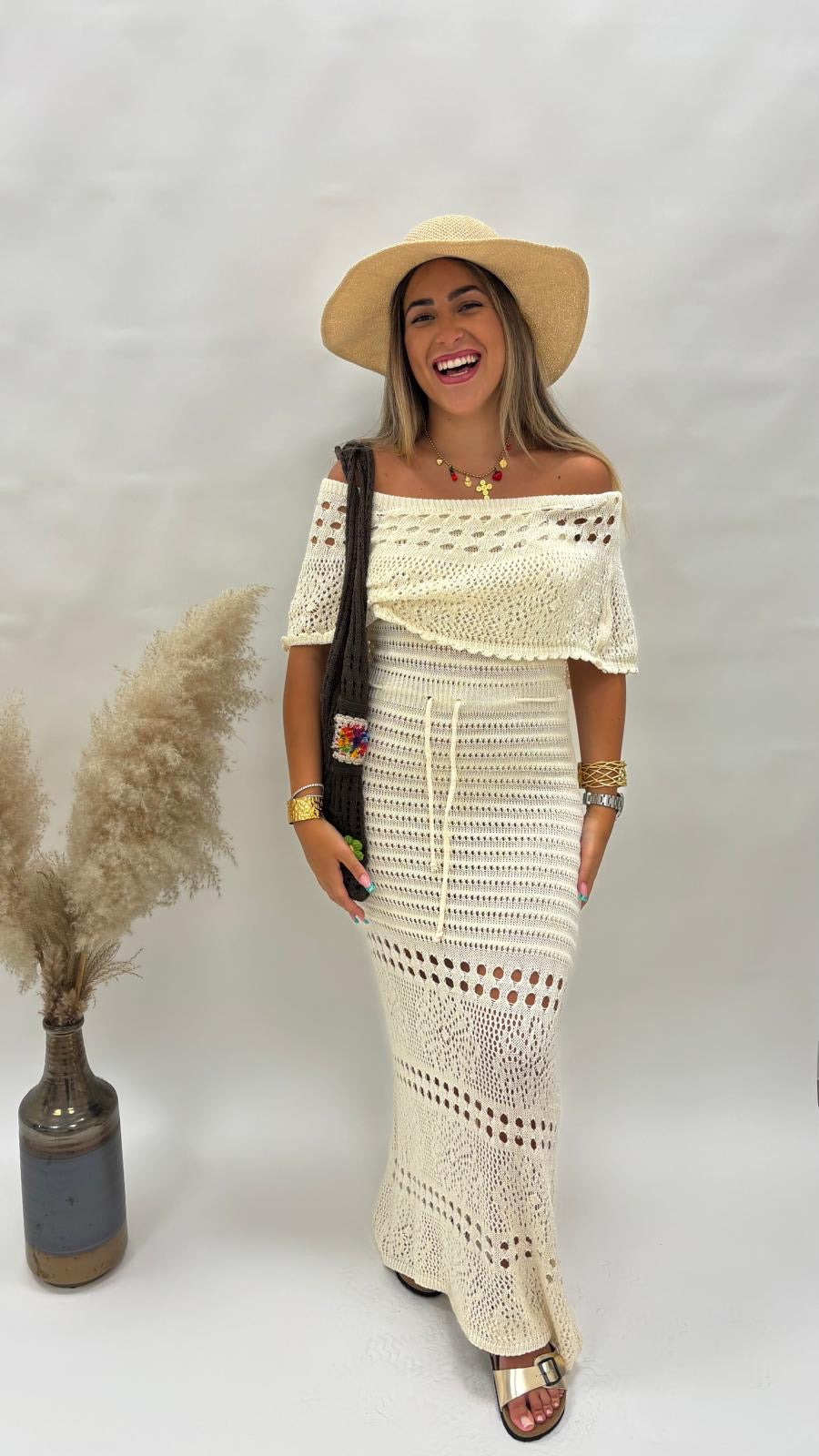 Abito Crochet Burro