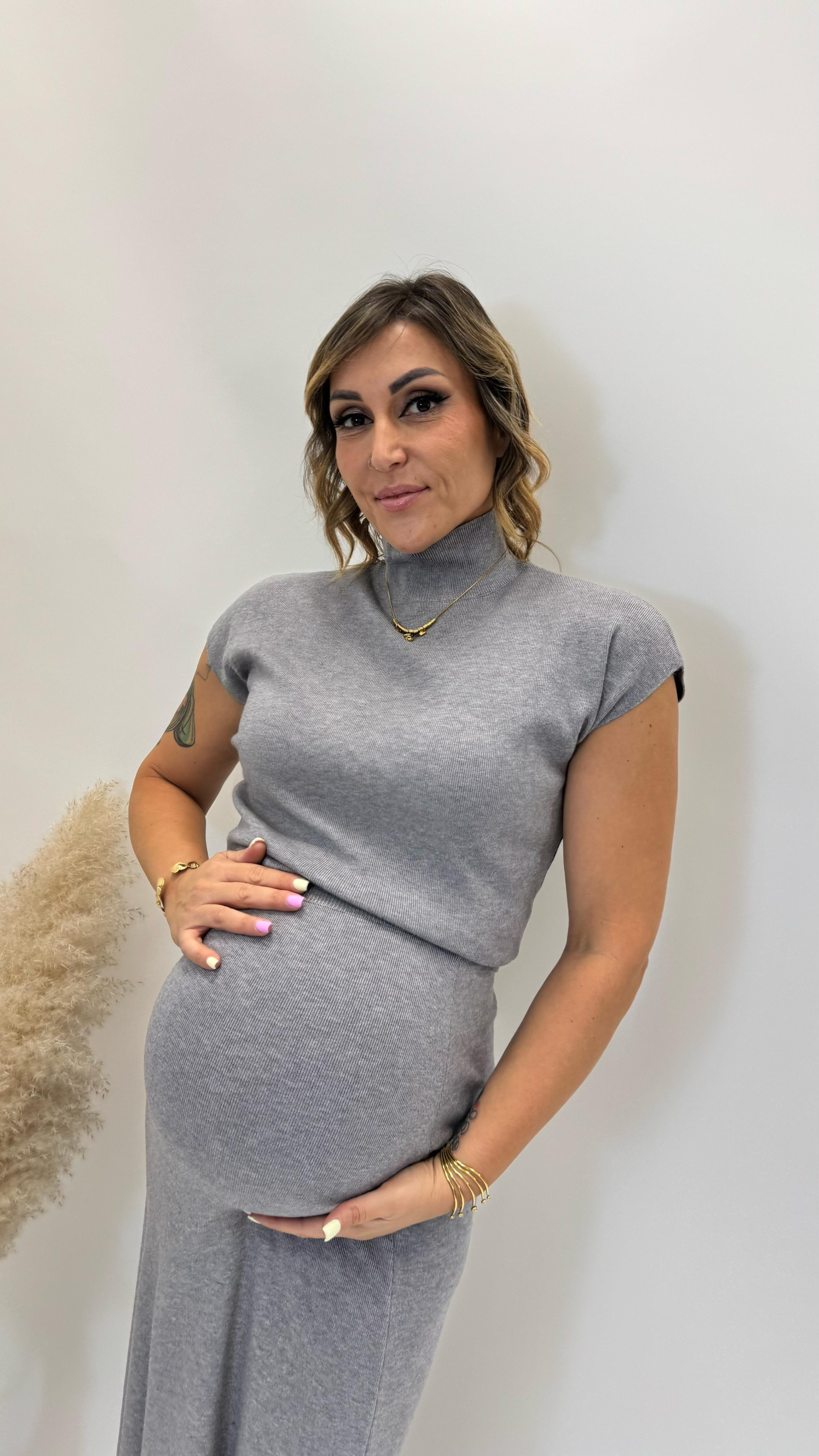 Set Longuette e Dolcevita Grigio Perla
