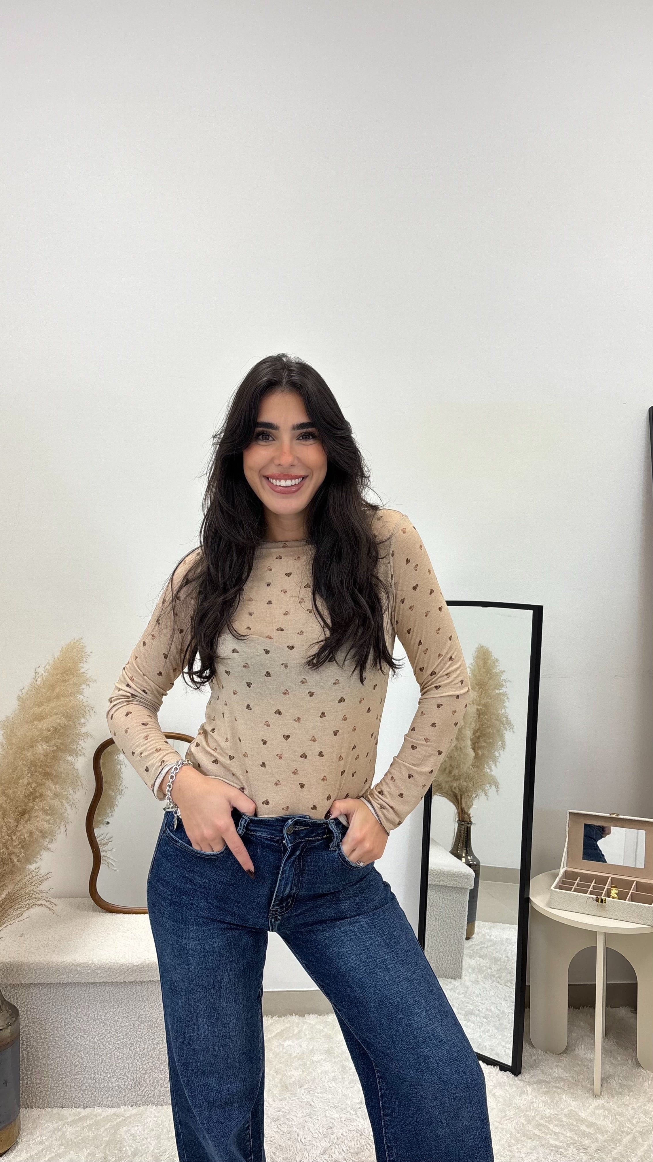 Maglia Cashmere Hearts Nude