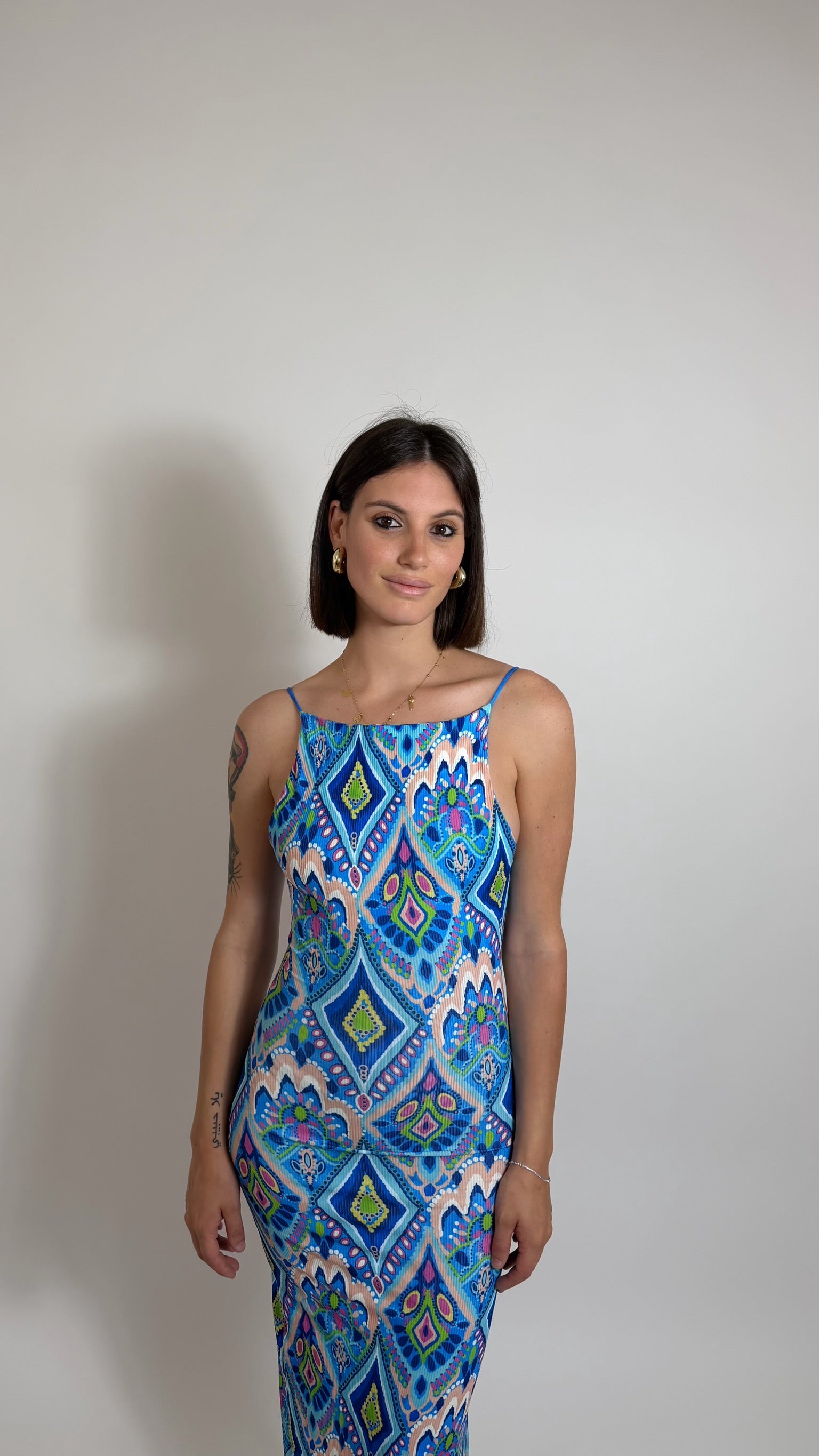Abito Boho Stampa Blu