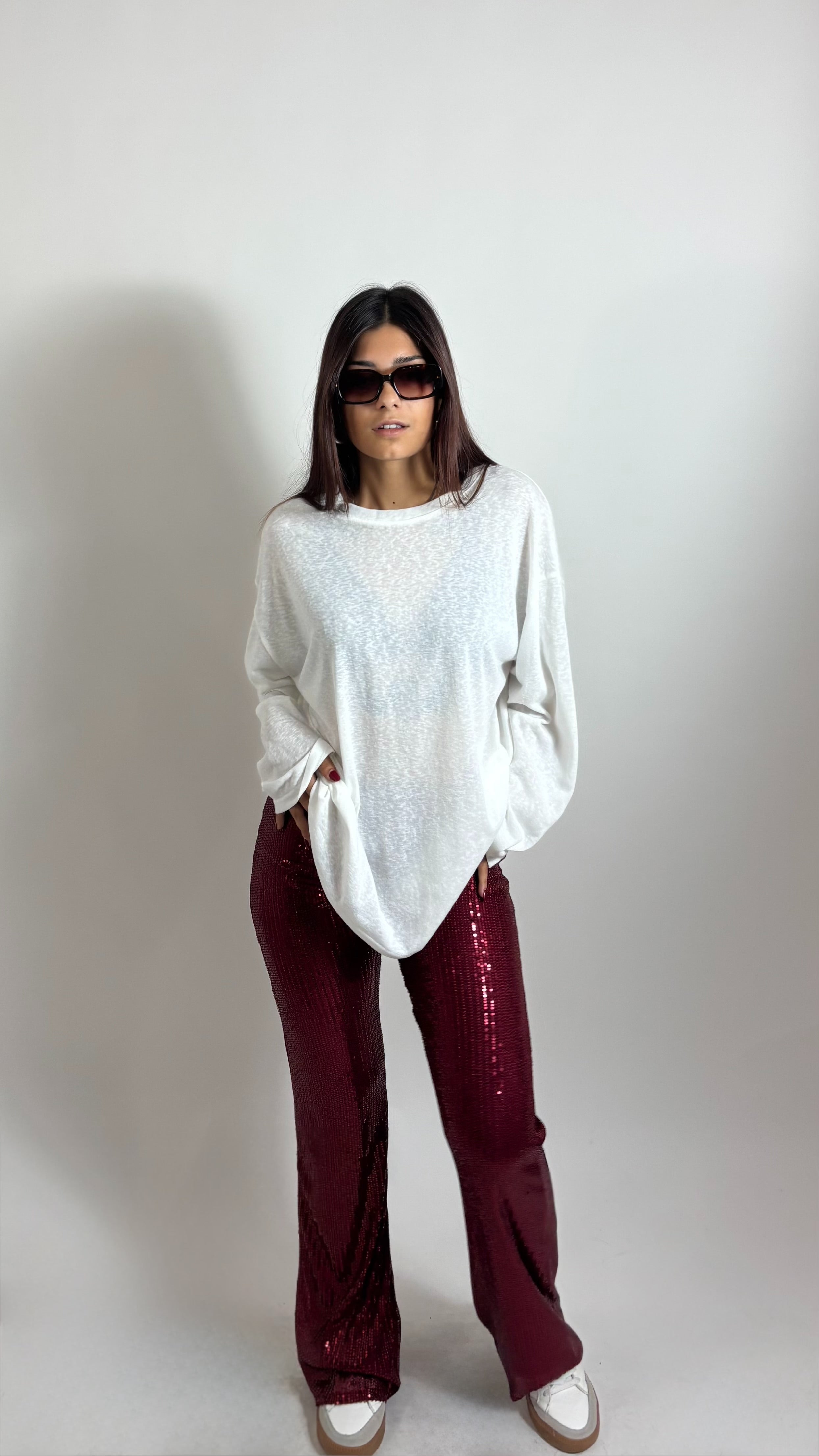 ✨Panta Flare Sparkling Burgundy