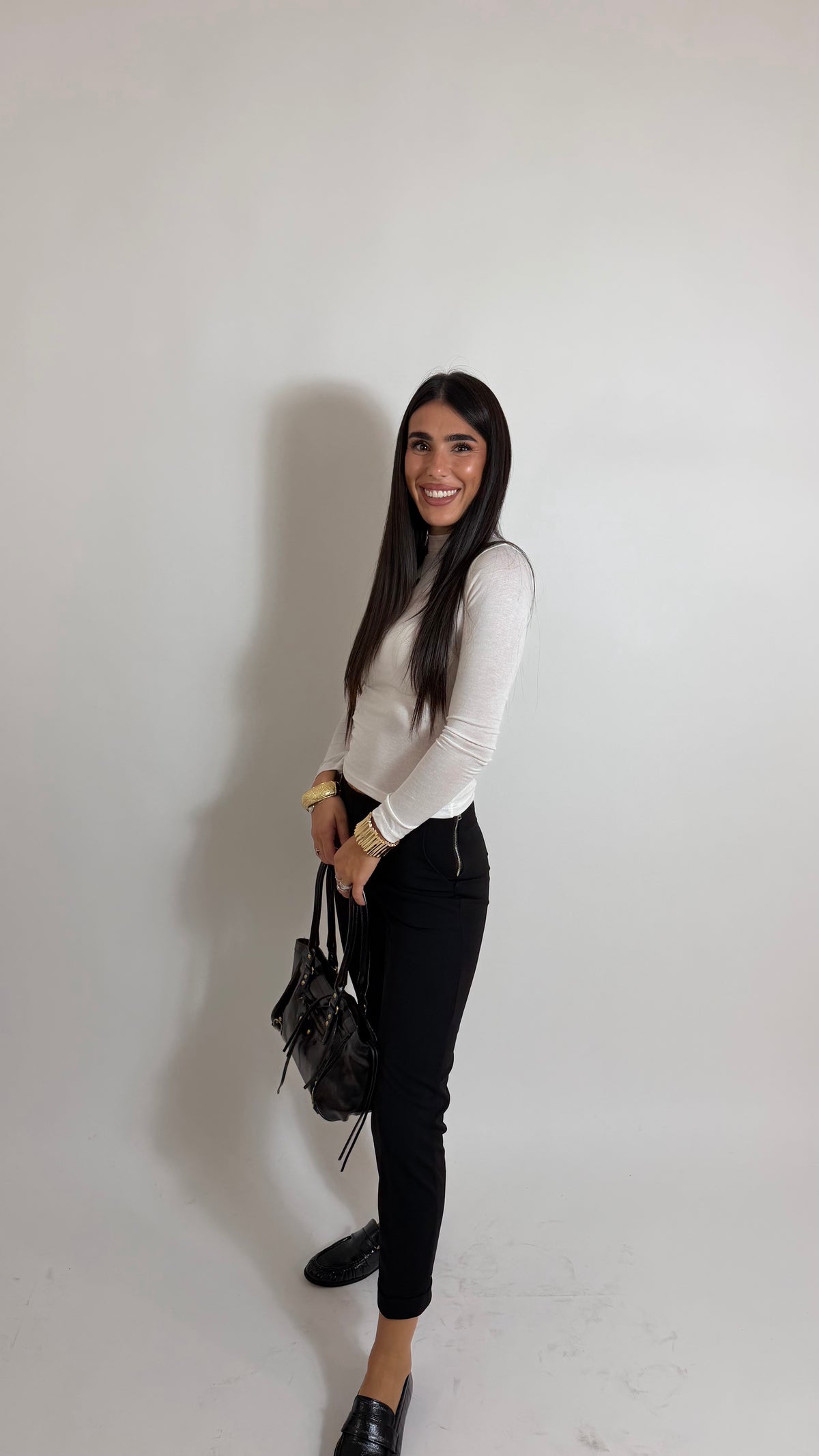 Pantalone Side Zip Nero