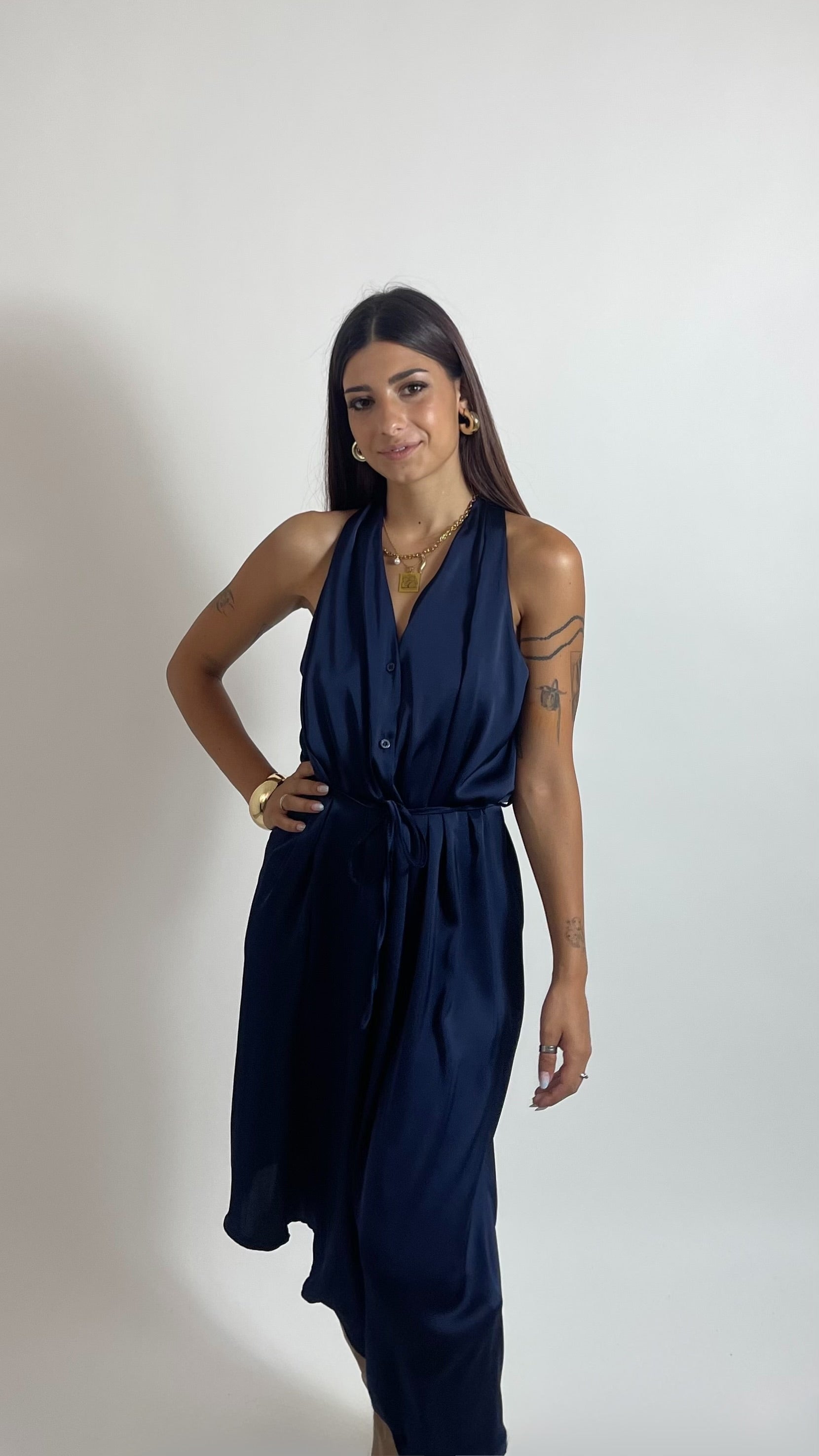 Abito Satin Flow Blu