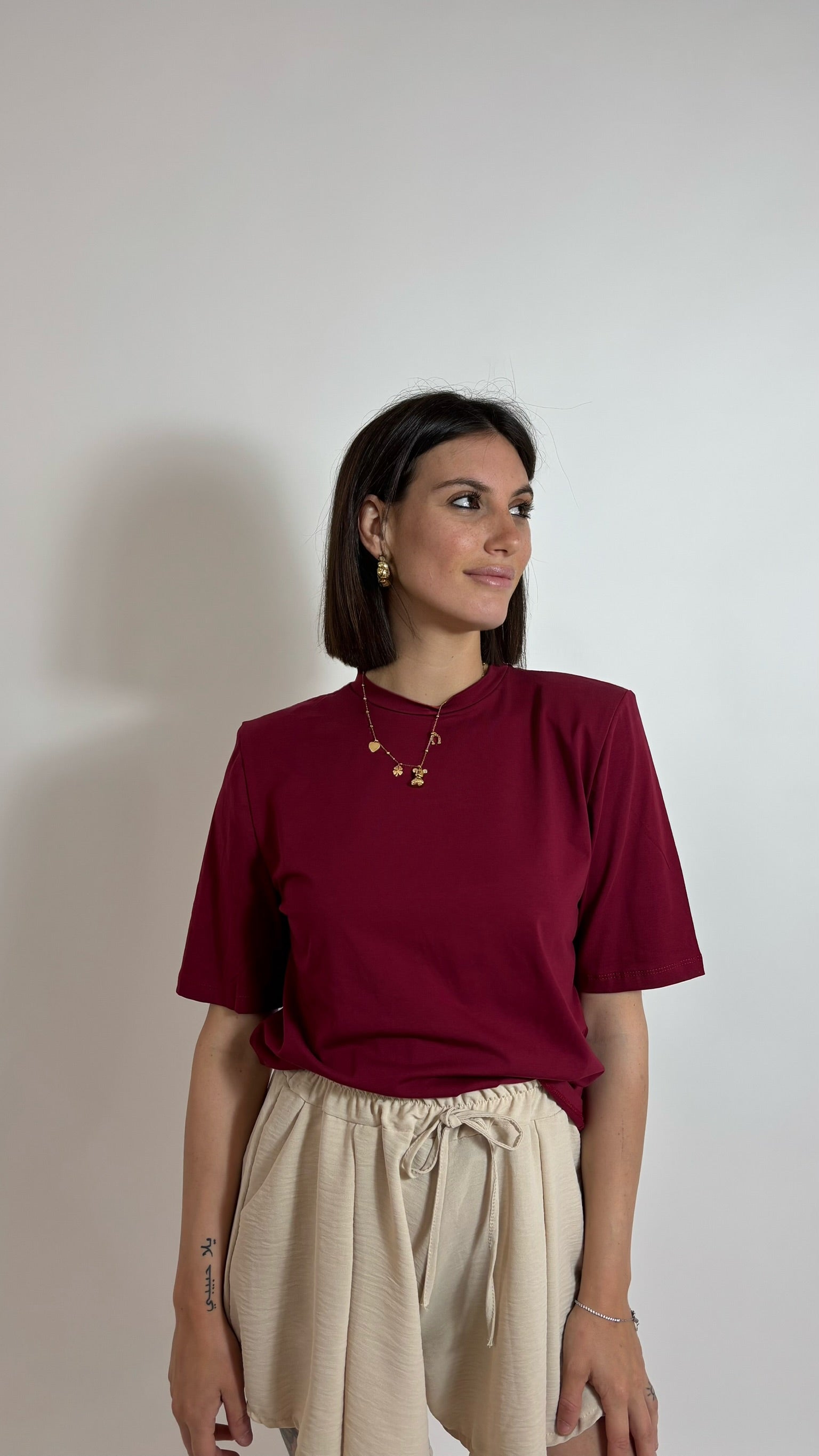 T-shirt con Spalline Bordeaux