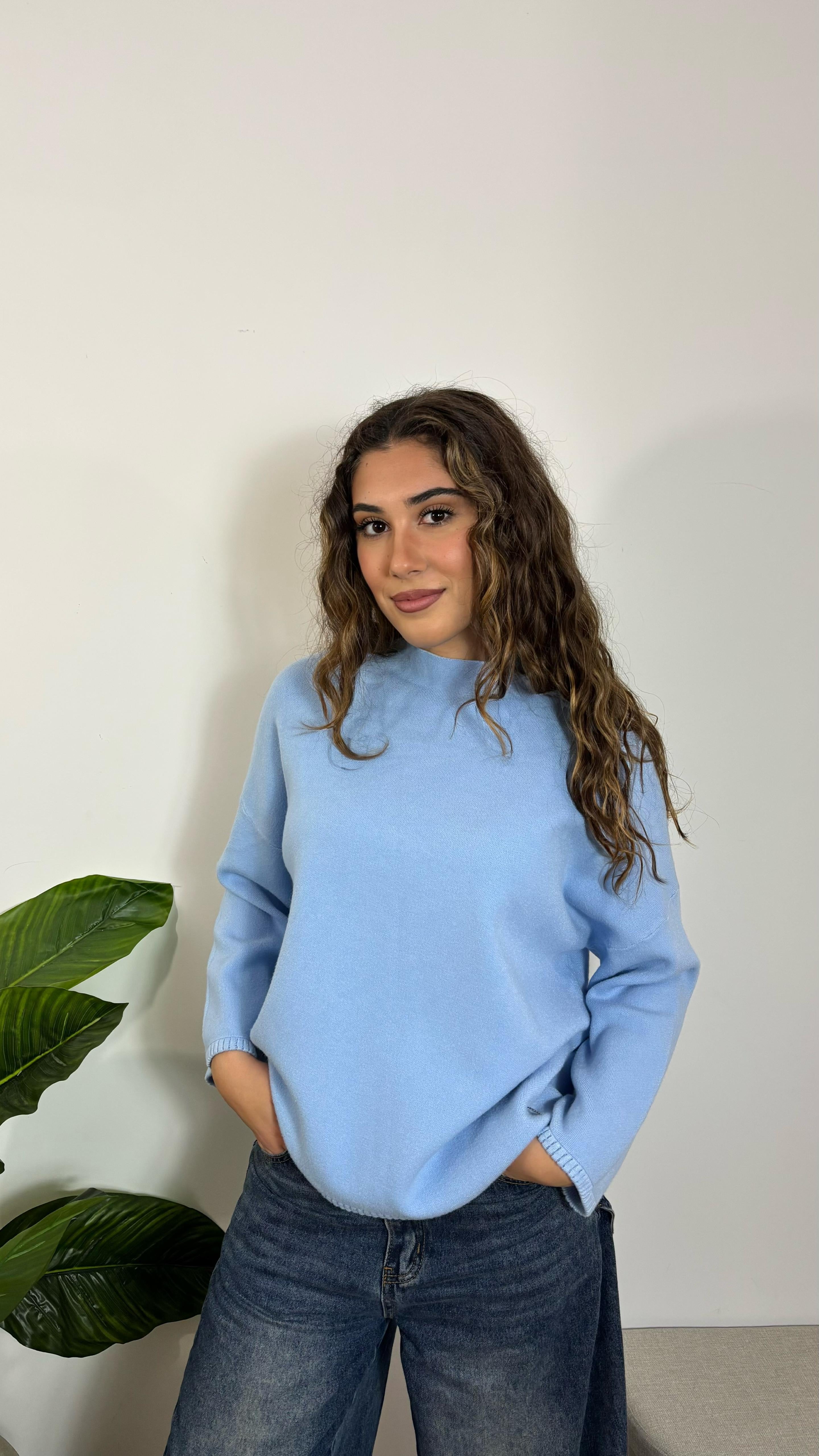 Pull Bordi Lavorati Azzurro