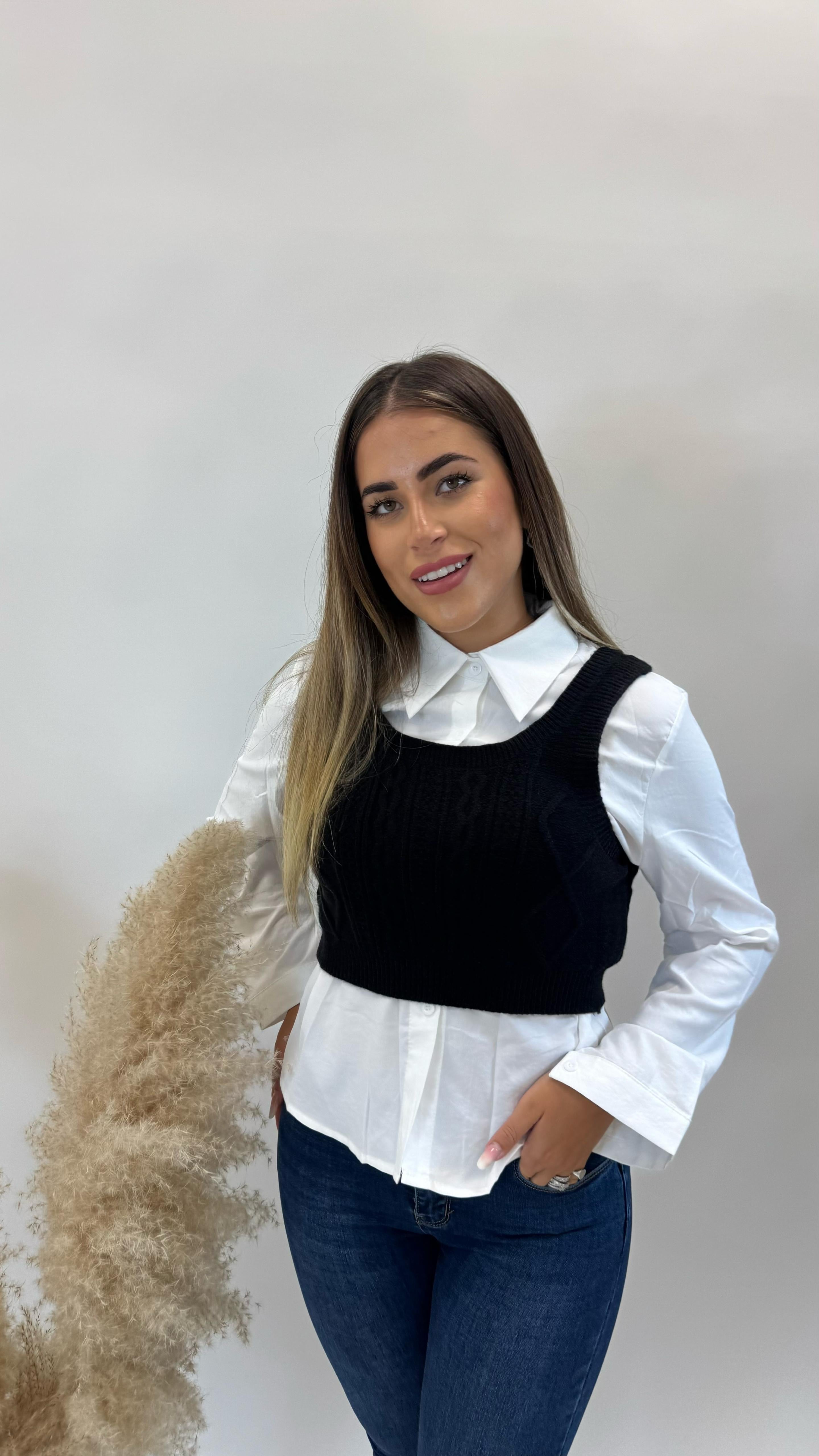 Camicia Gilet Cucito Black