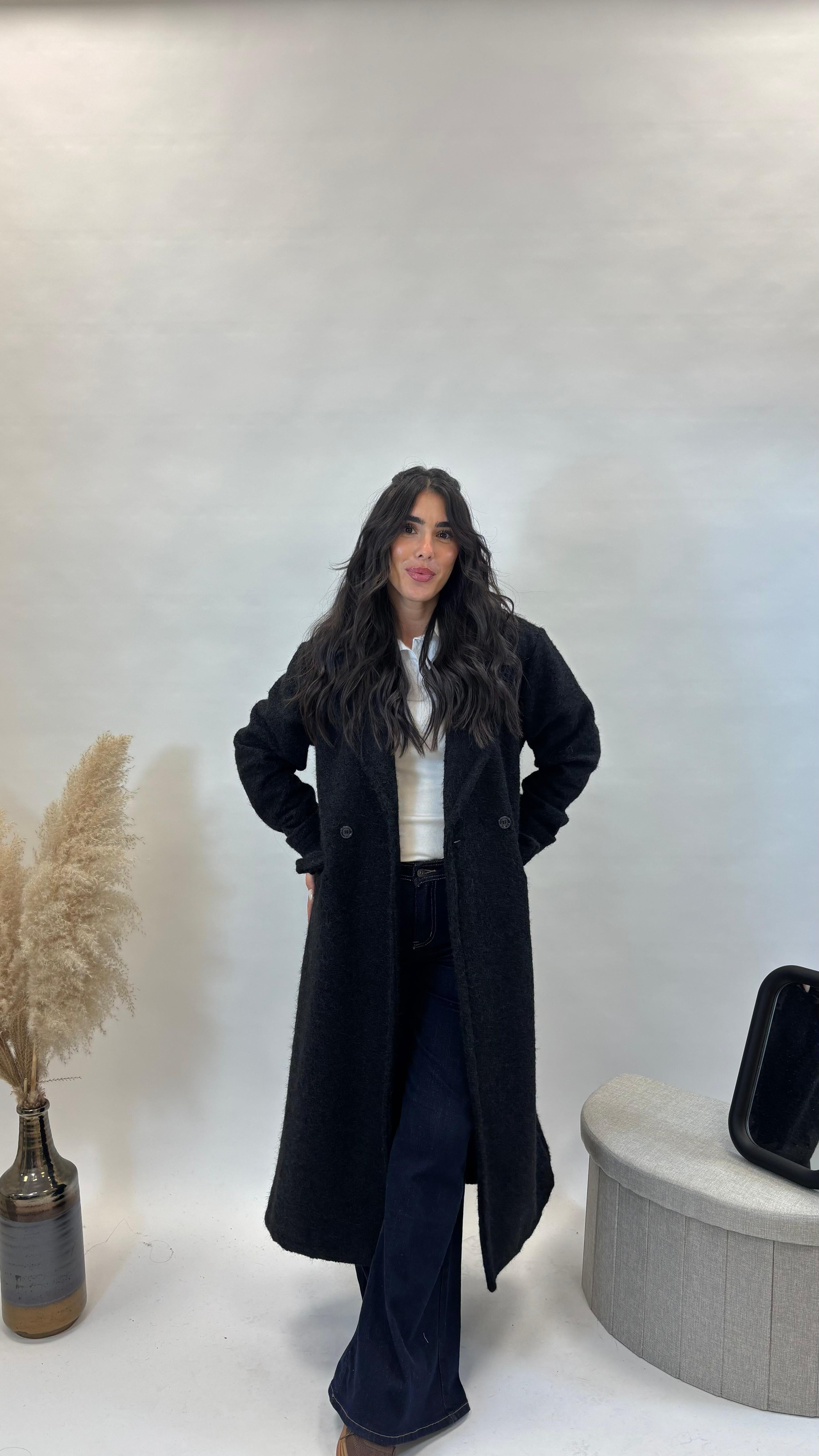 Cappotto Simil Teddy Nero