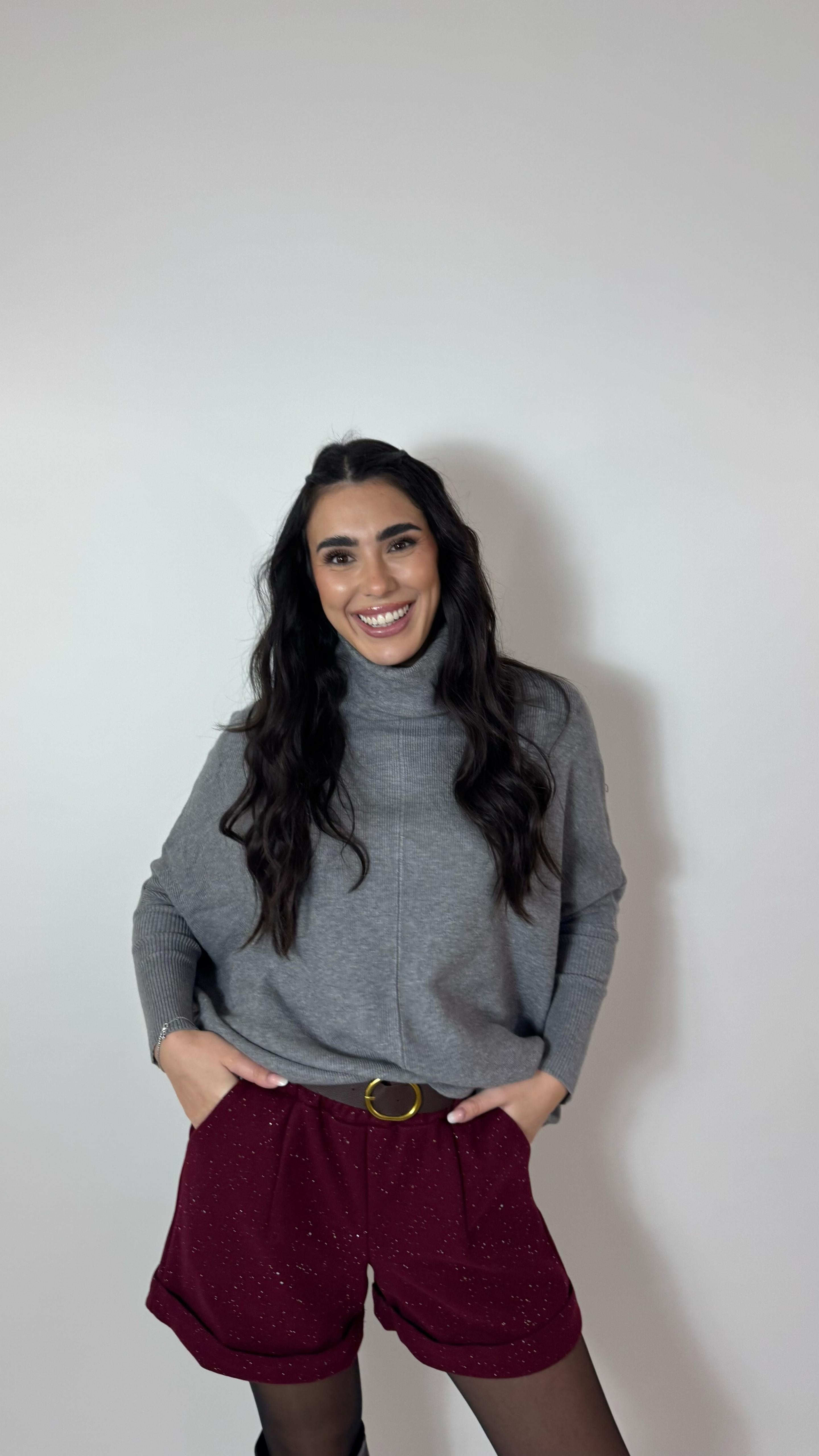 Shorts In Panno - Punti Luce Burgundy