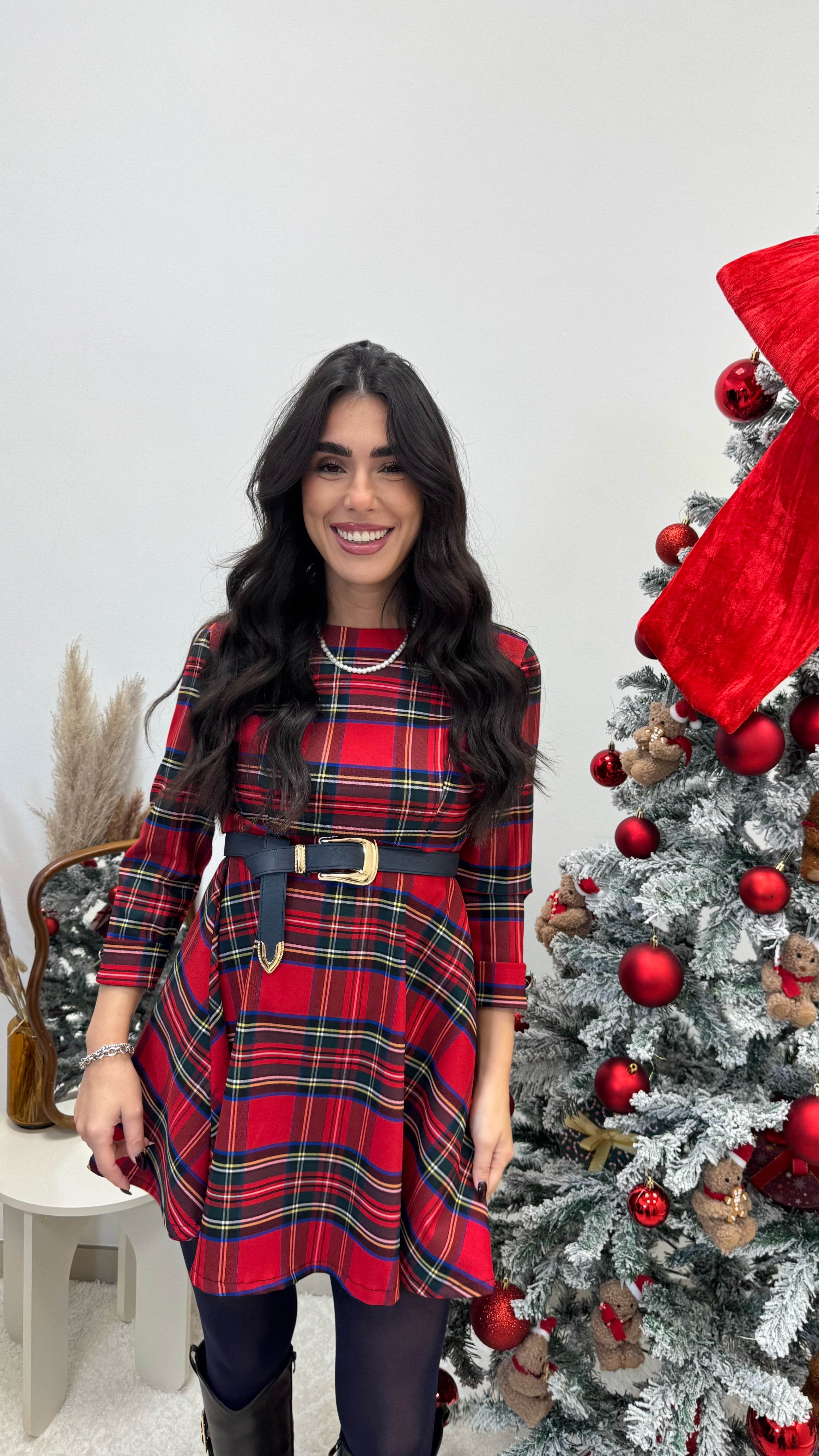 🎄 Abito Tartan Rosso