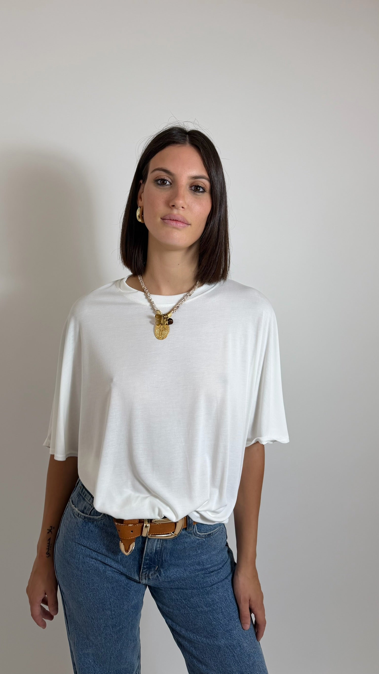 T-Shirt Soft Girocollo Bianca