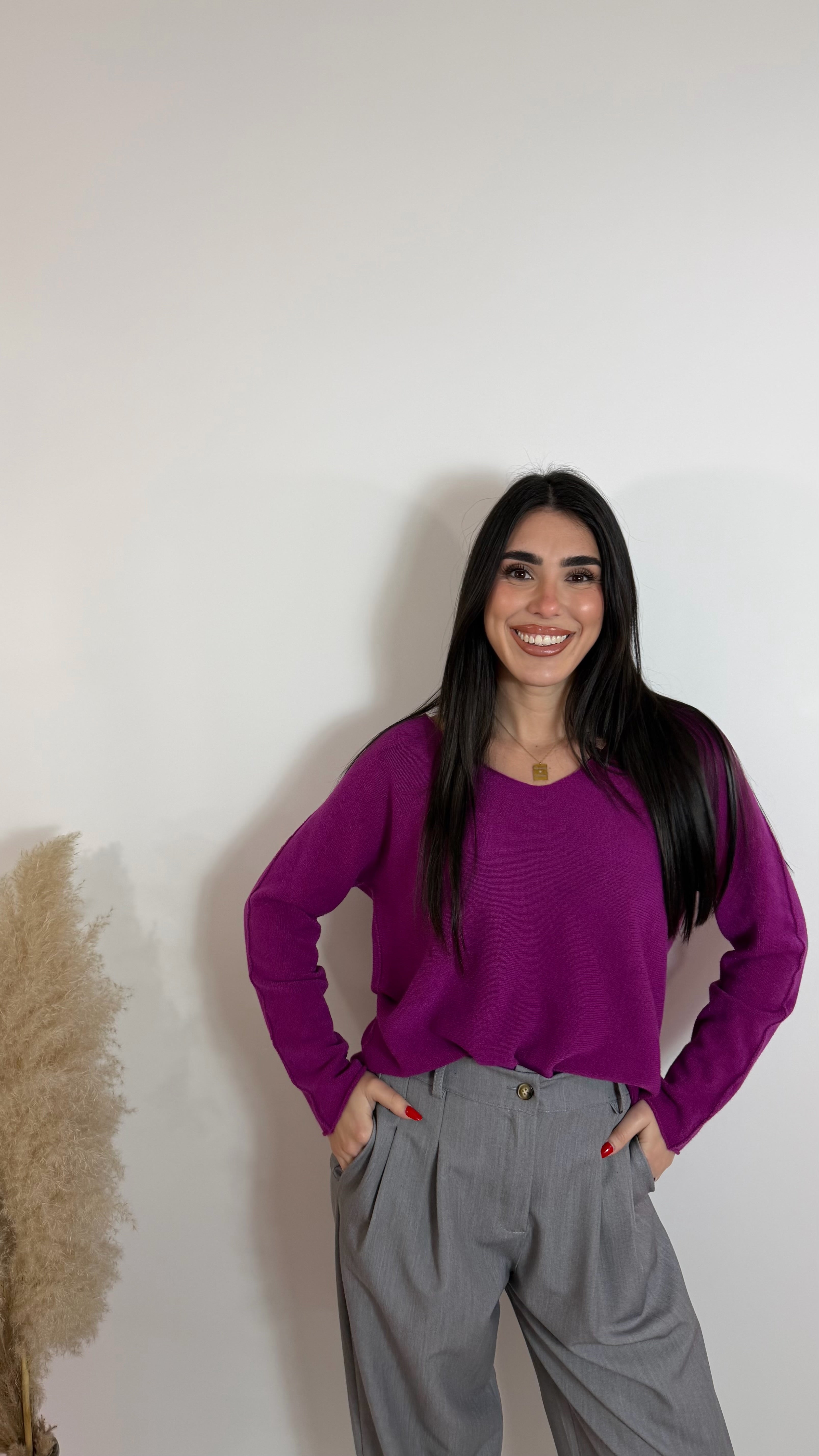 Pull Viscosa Scollo V prugna