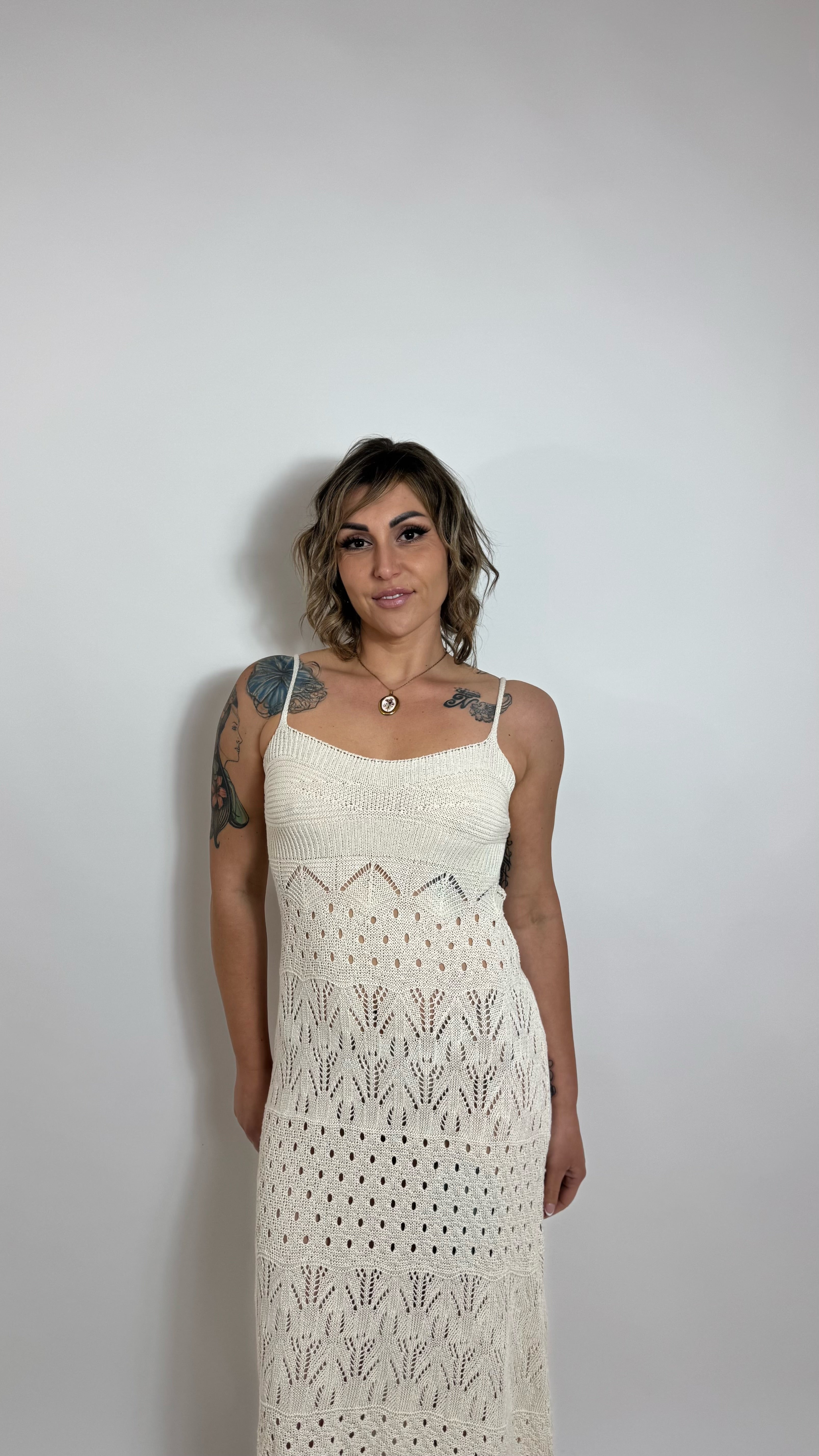 Abito Panarea Crochet Minimal Burro