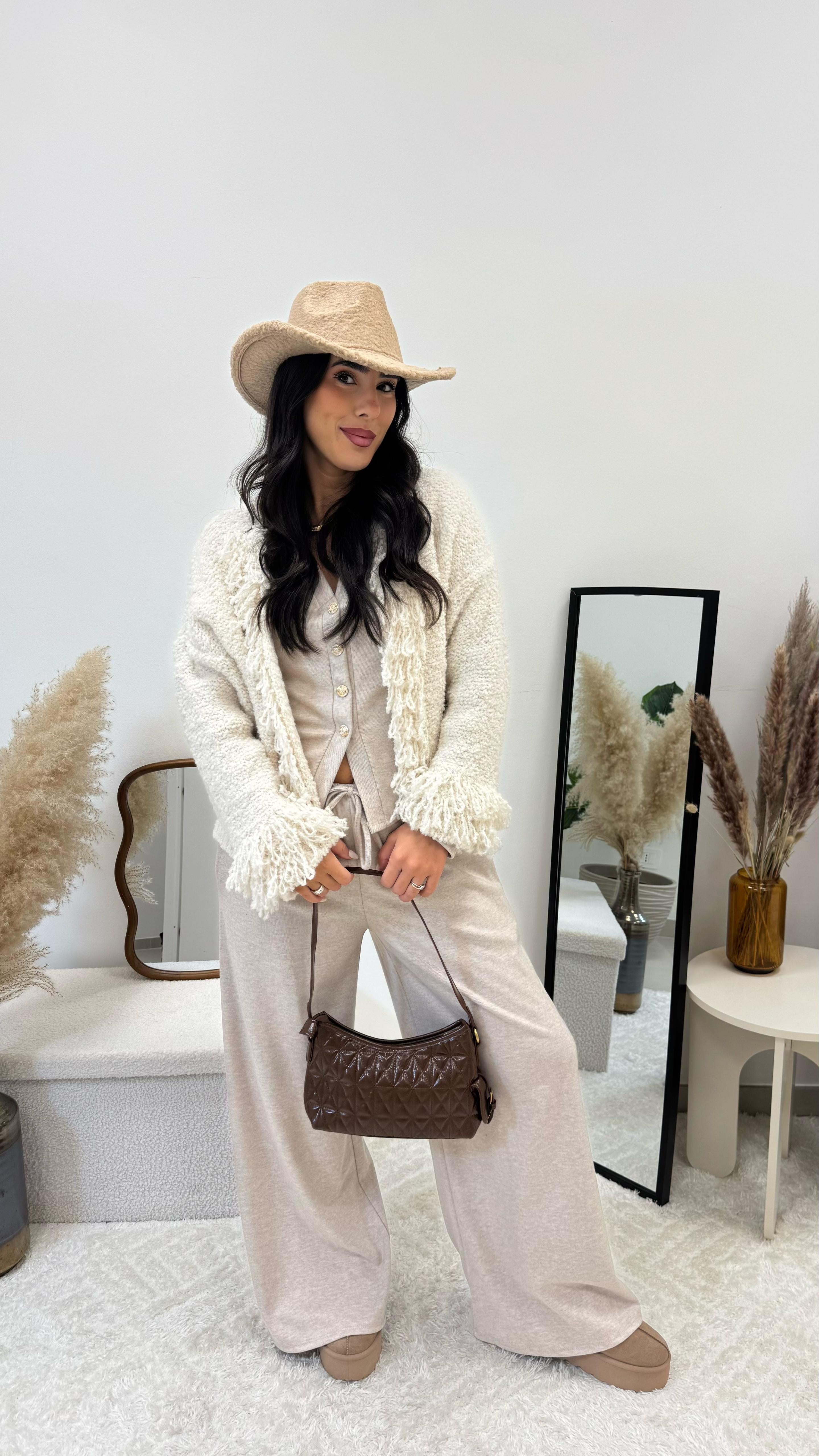 Cardigan Boho Frange Burro