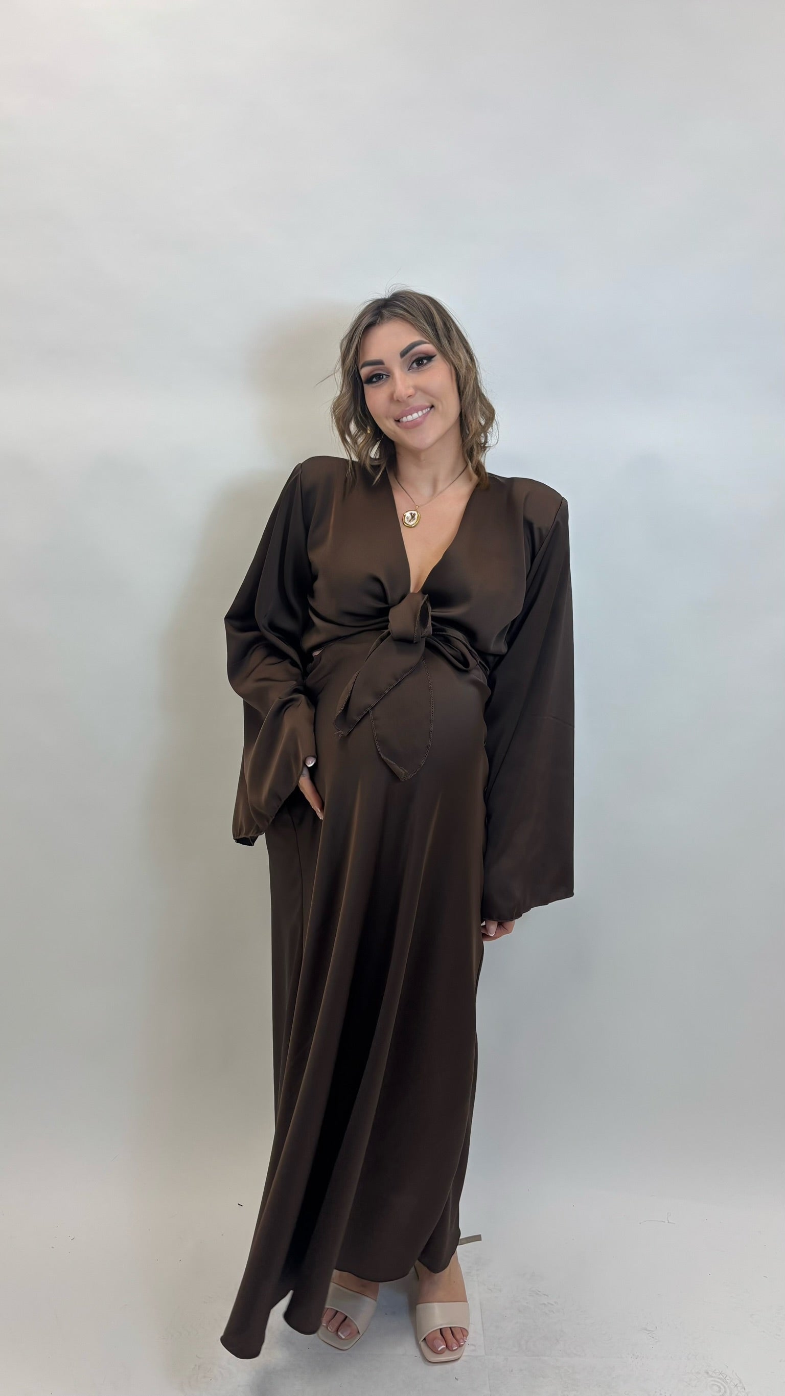 Set Silk Top & Skirt Choco
