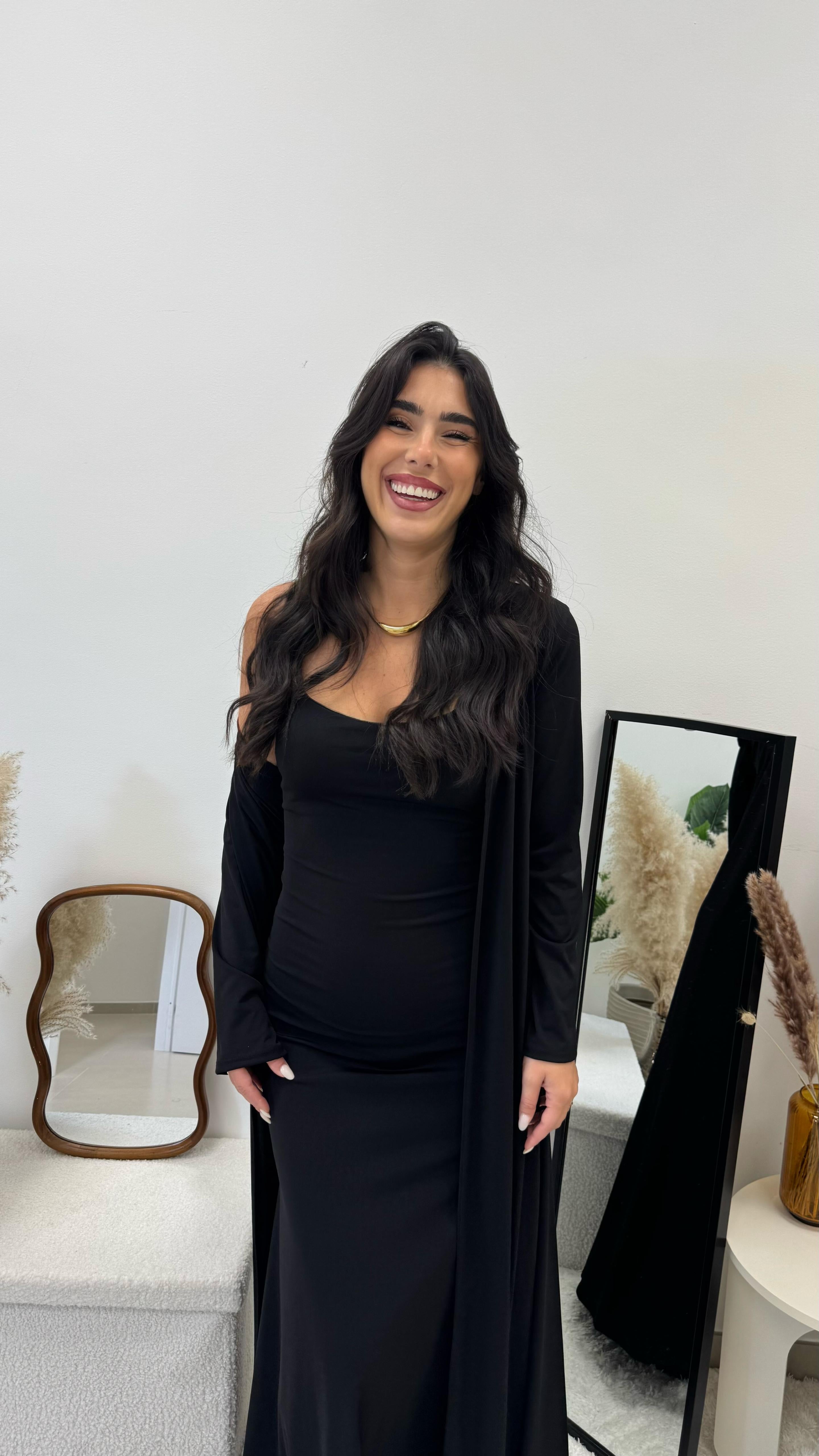 Abito Lycra Stretch con Cardigan Nero