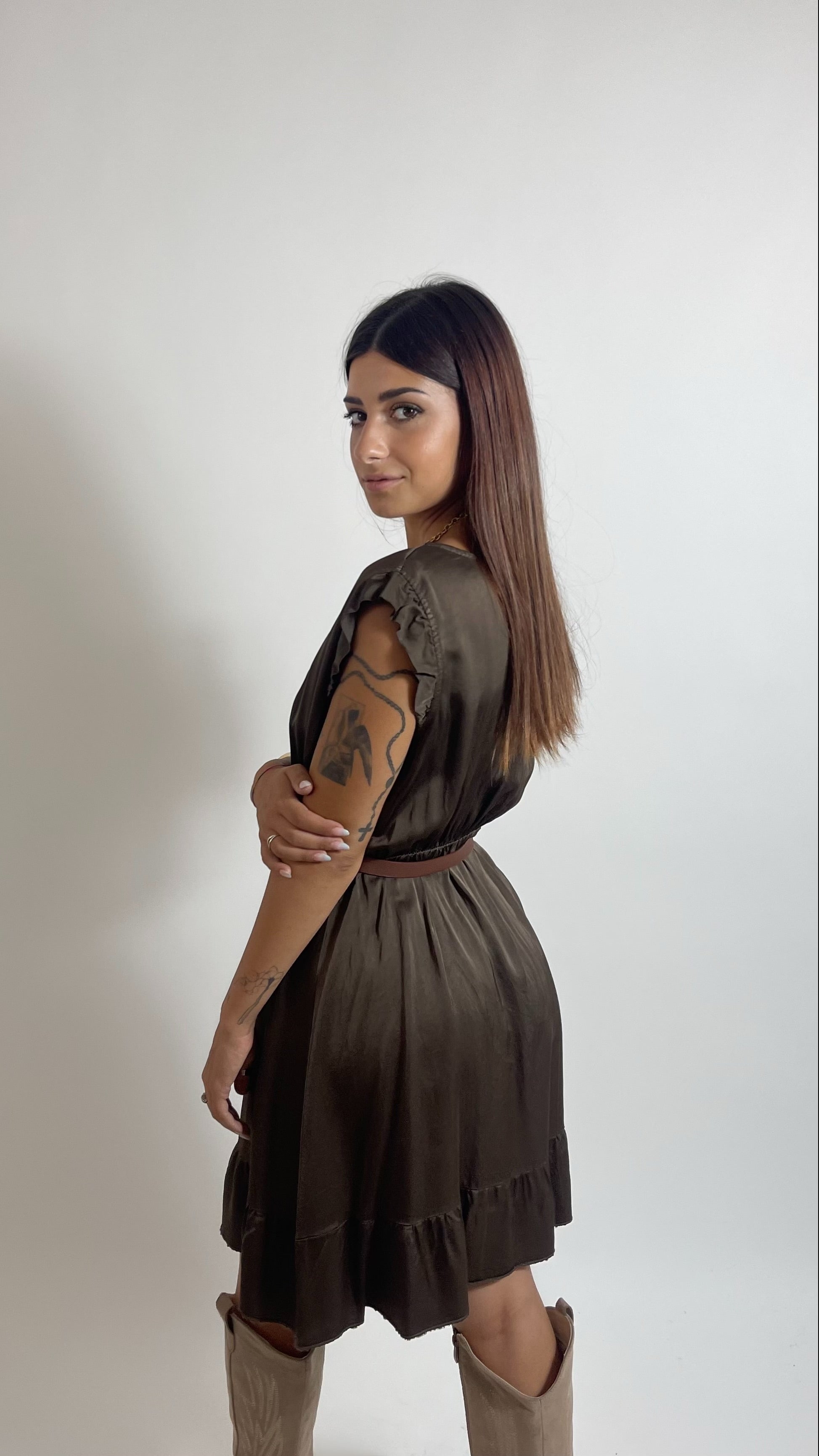 Mini Dress Soft Volant Choco