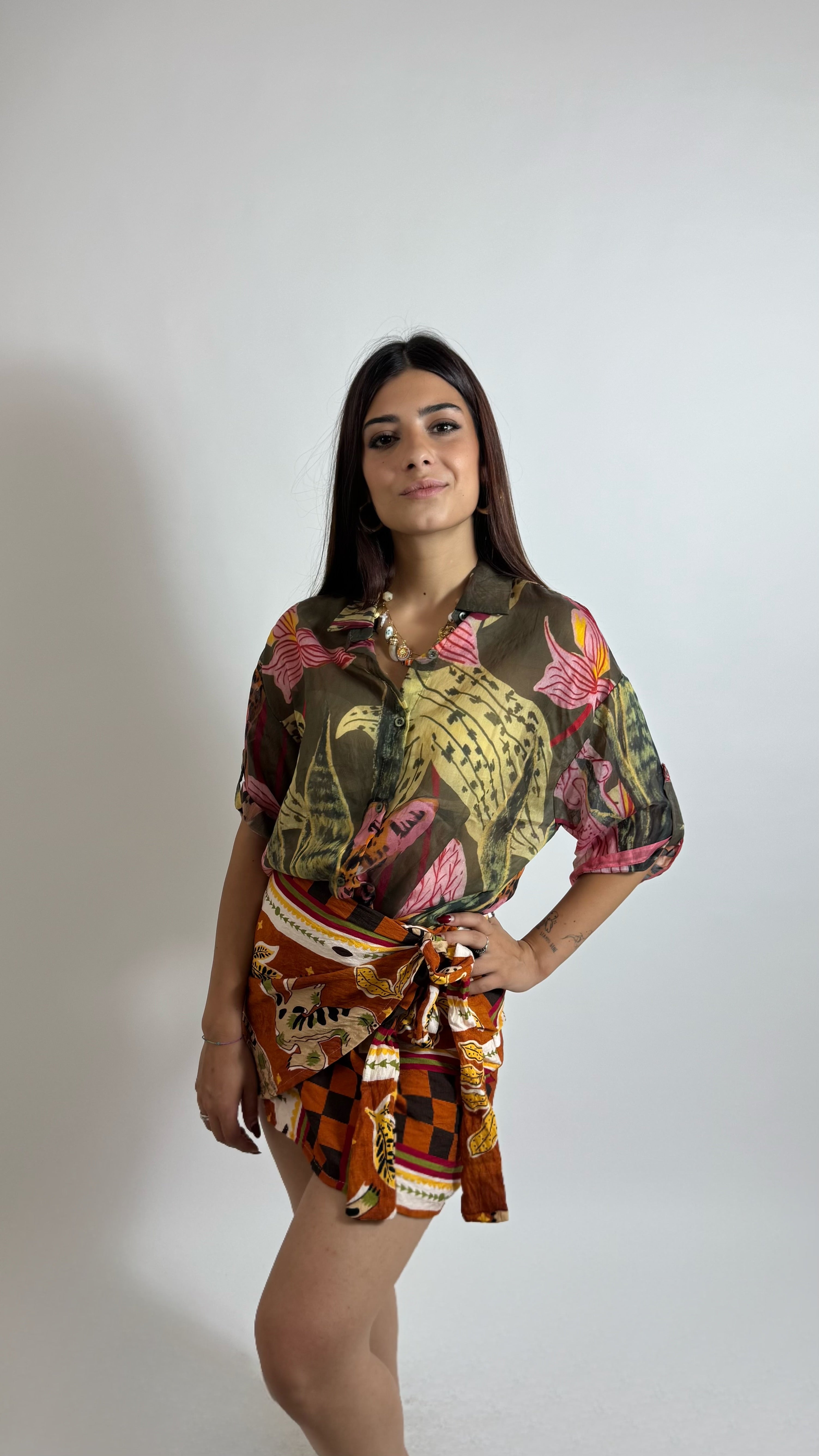 Camicia Soft Leopard Verde Utility