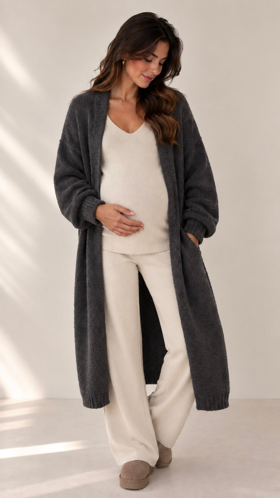 Long Soft Cardigan Grigio Piombo