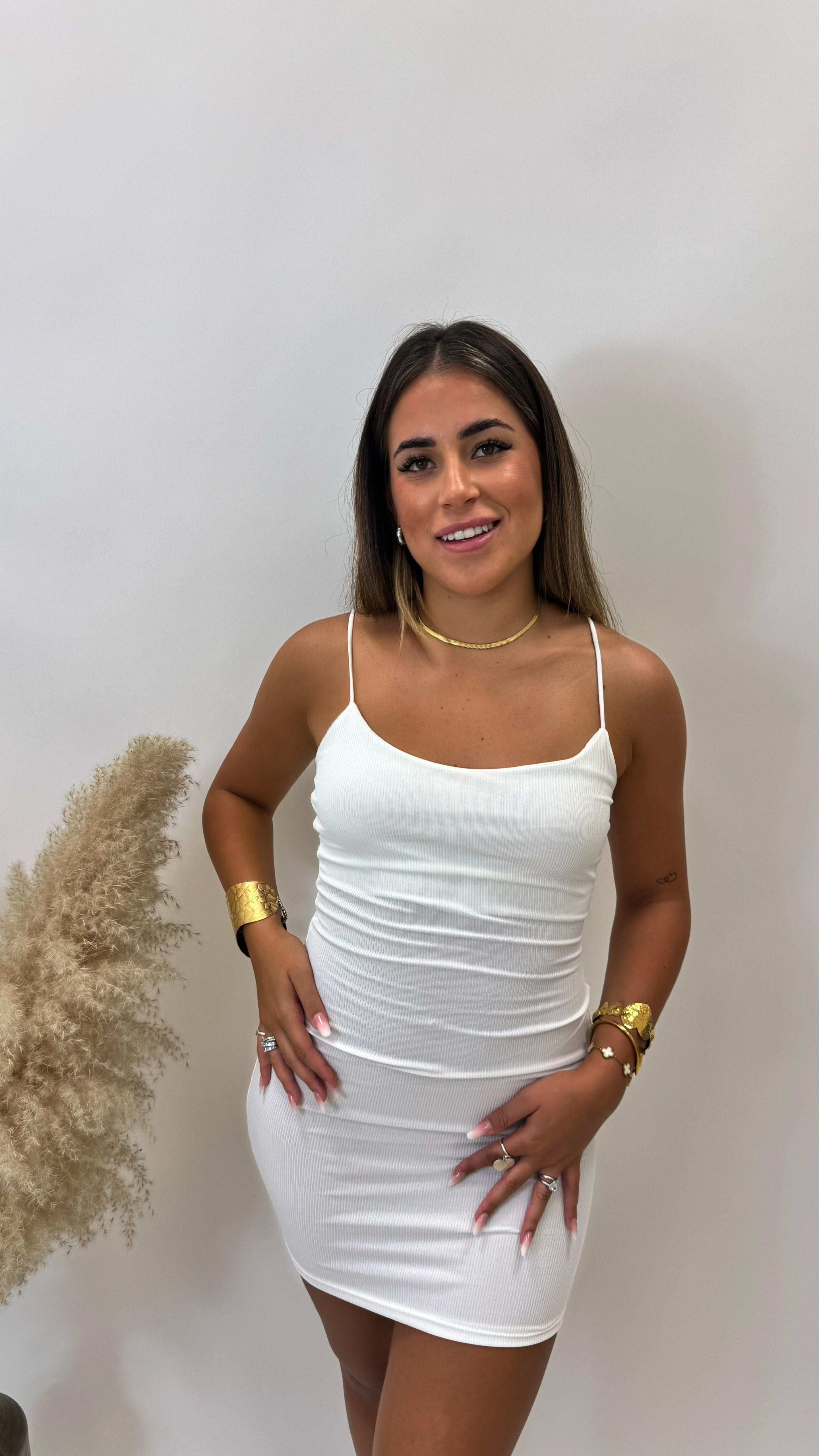 Minidress Basic Bretella Sottile Bianco