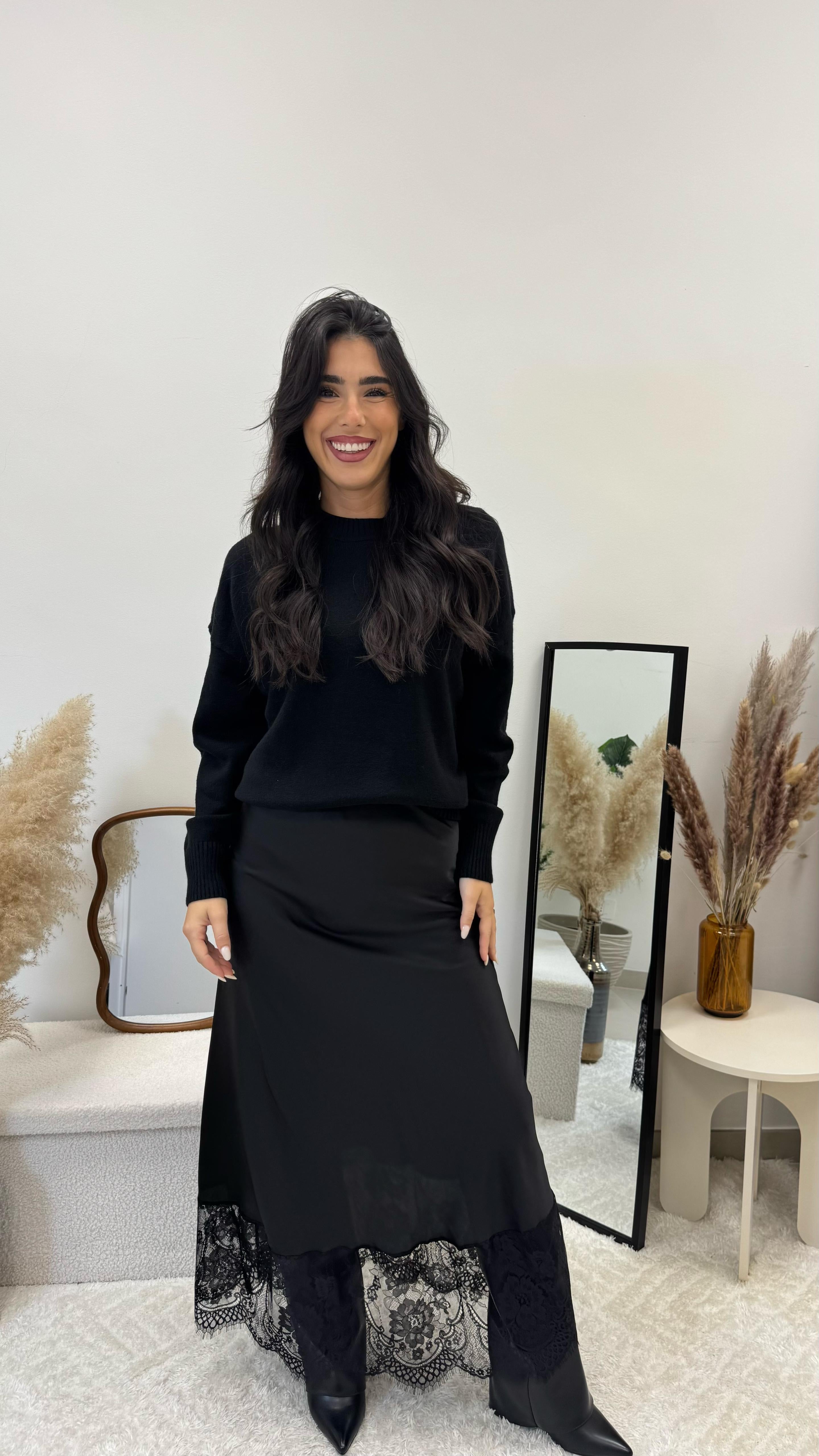 Longuette Silk&Lace Nero