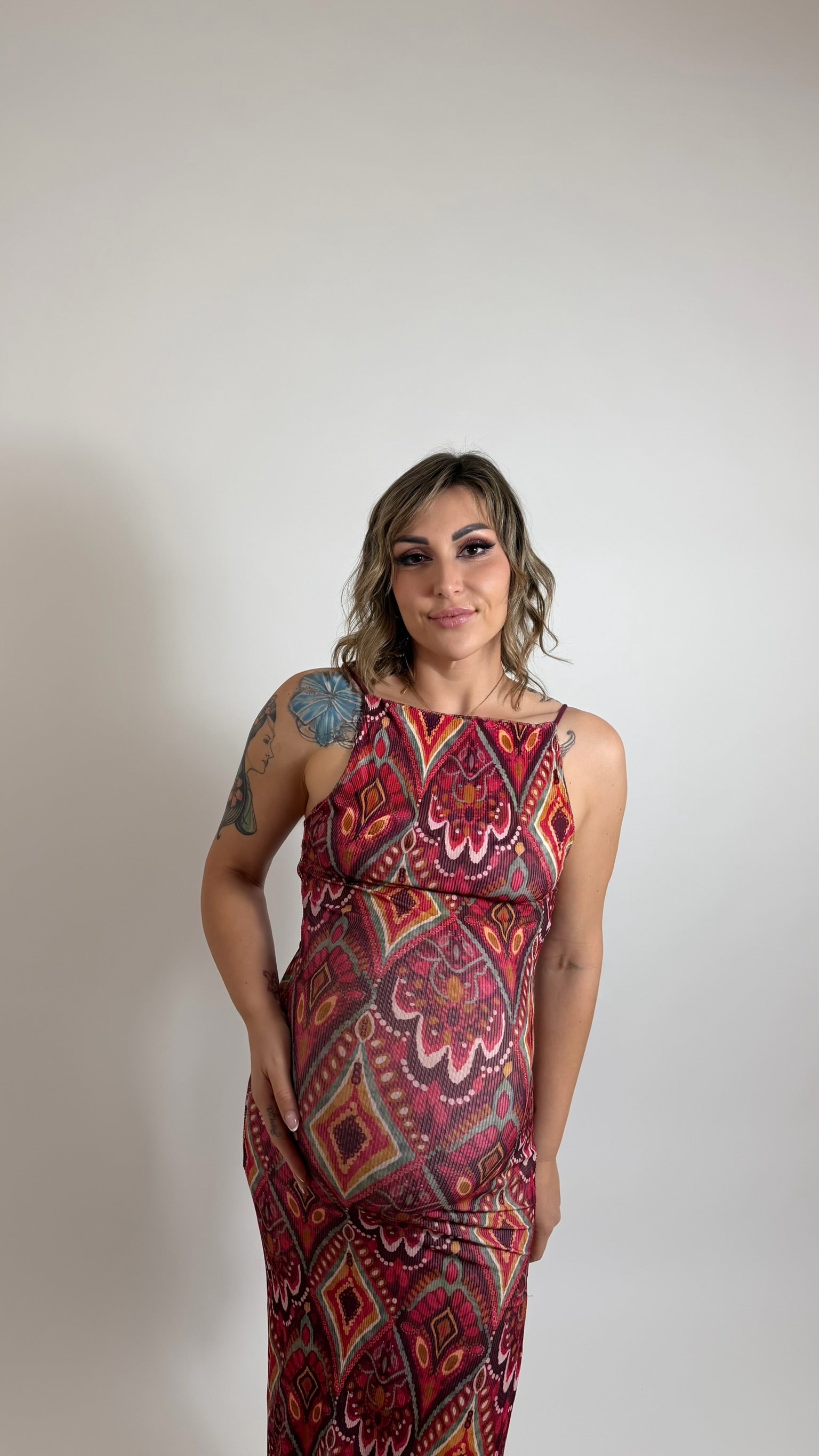 Abito Boho Stampa Rosso India