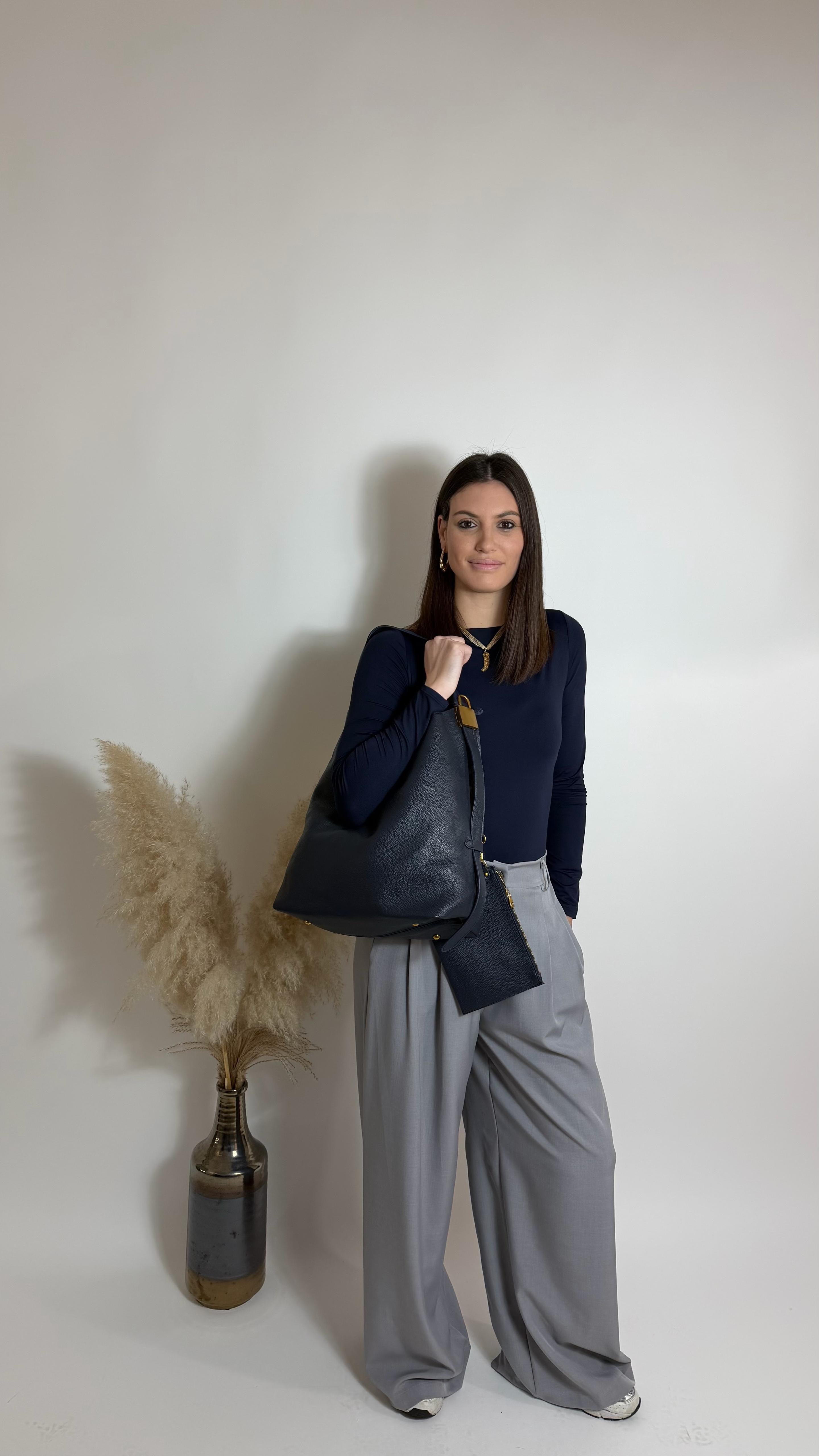 Pantalone Relax Gamba Ampia - Grigio