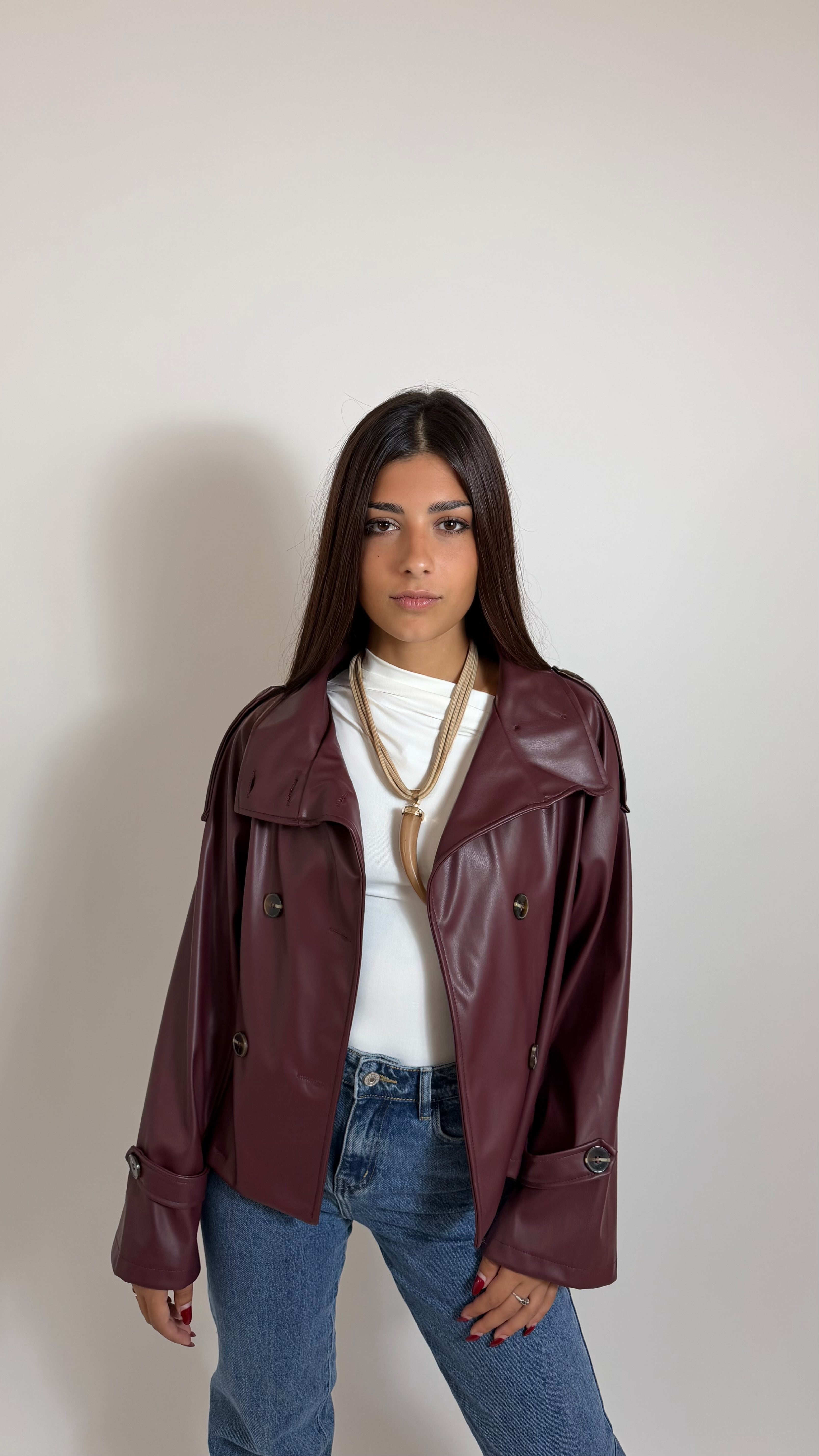 Mini Trench Ecopelle Burgundy