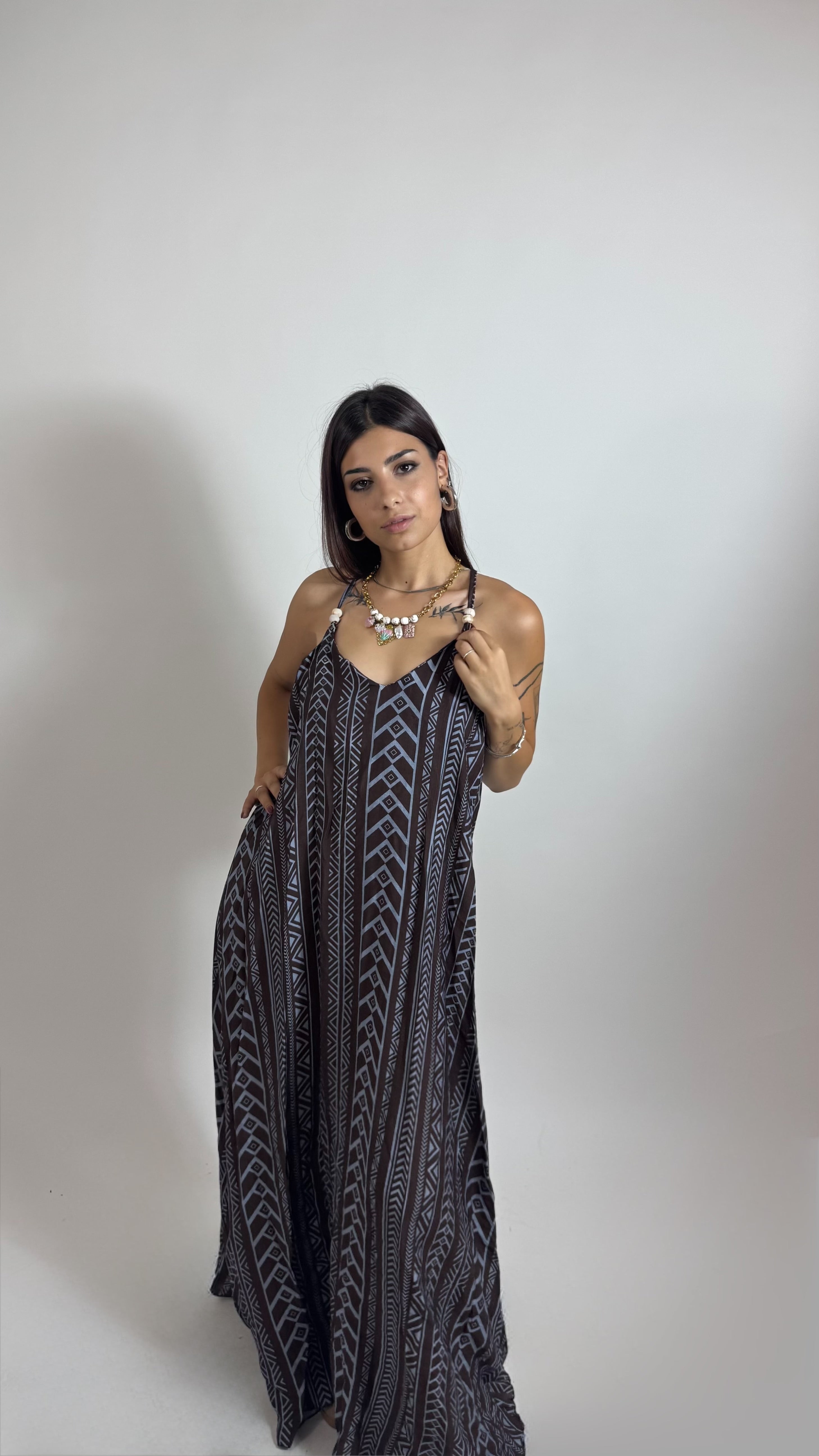 Maxi Dress Tribal Moka/Indaco
