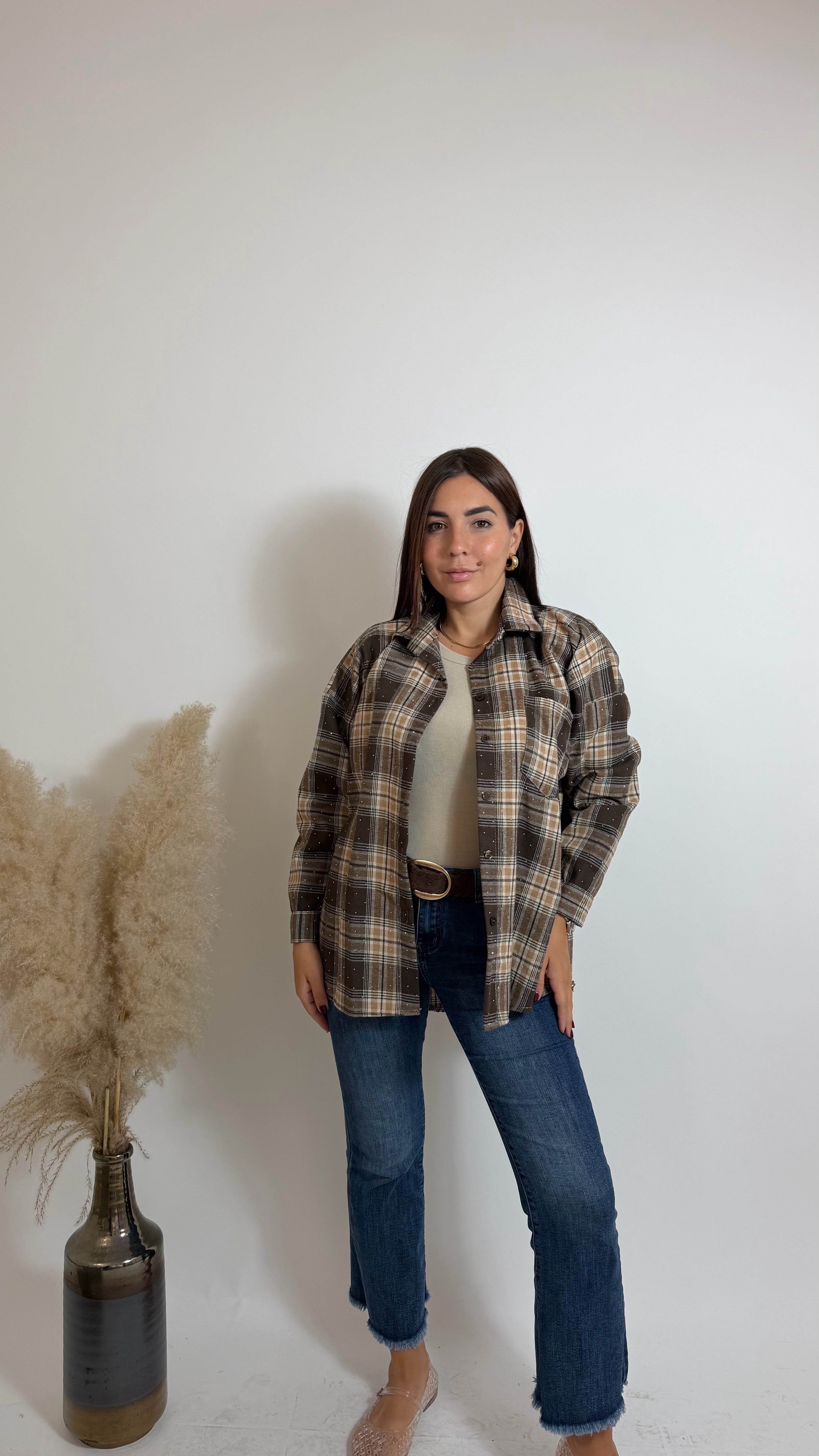Camicia Stud Check Choco