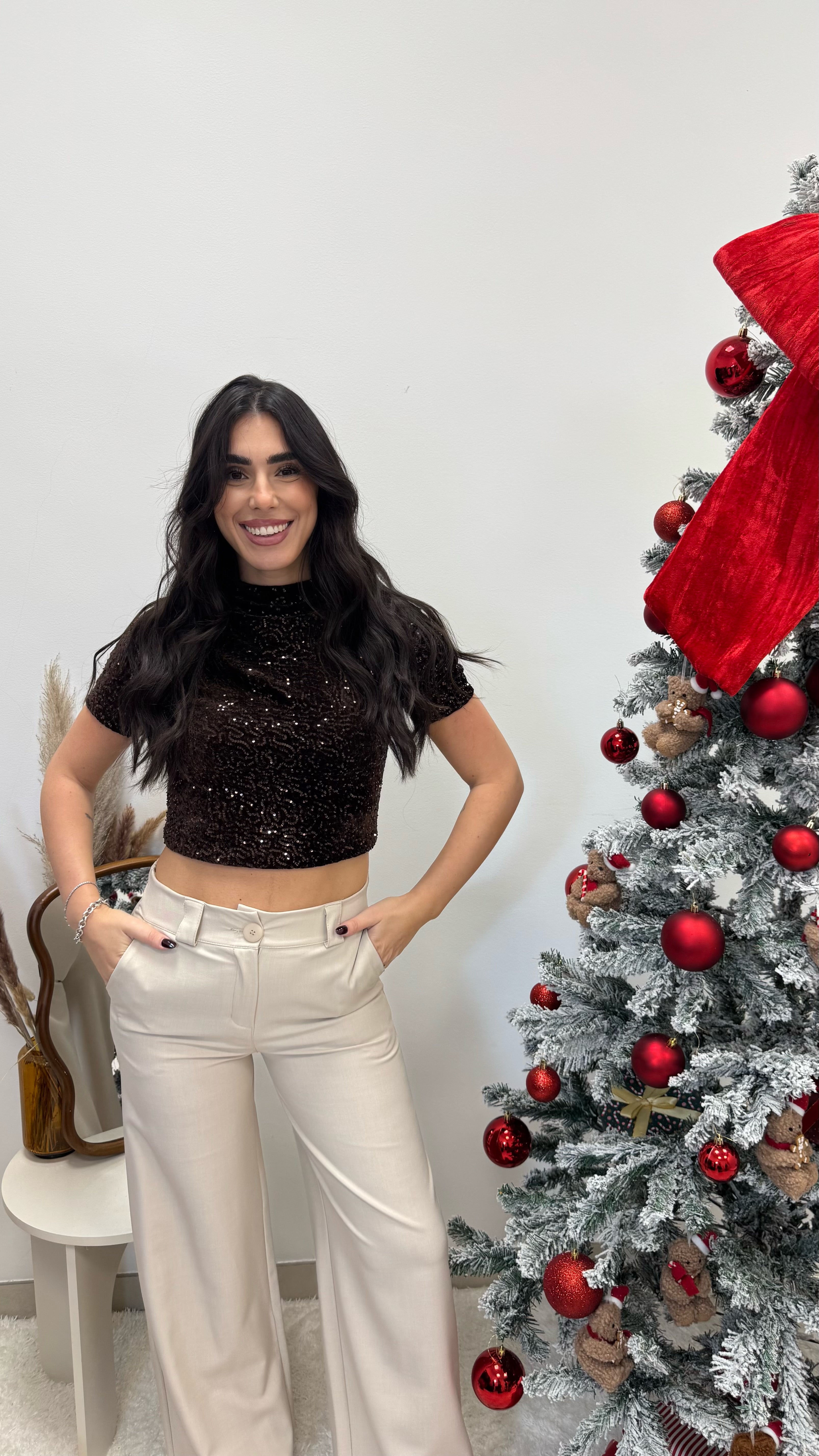 🥂Crop Top Paillettes Choco