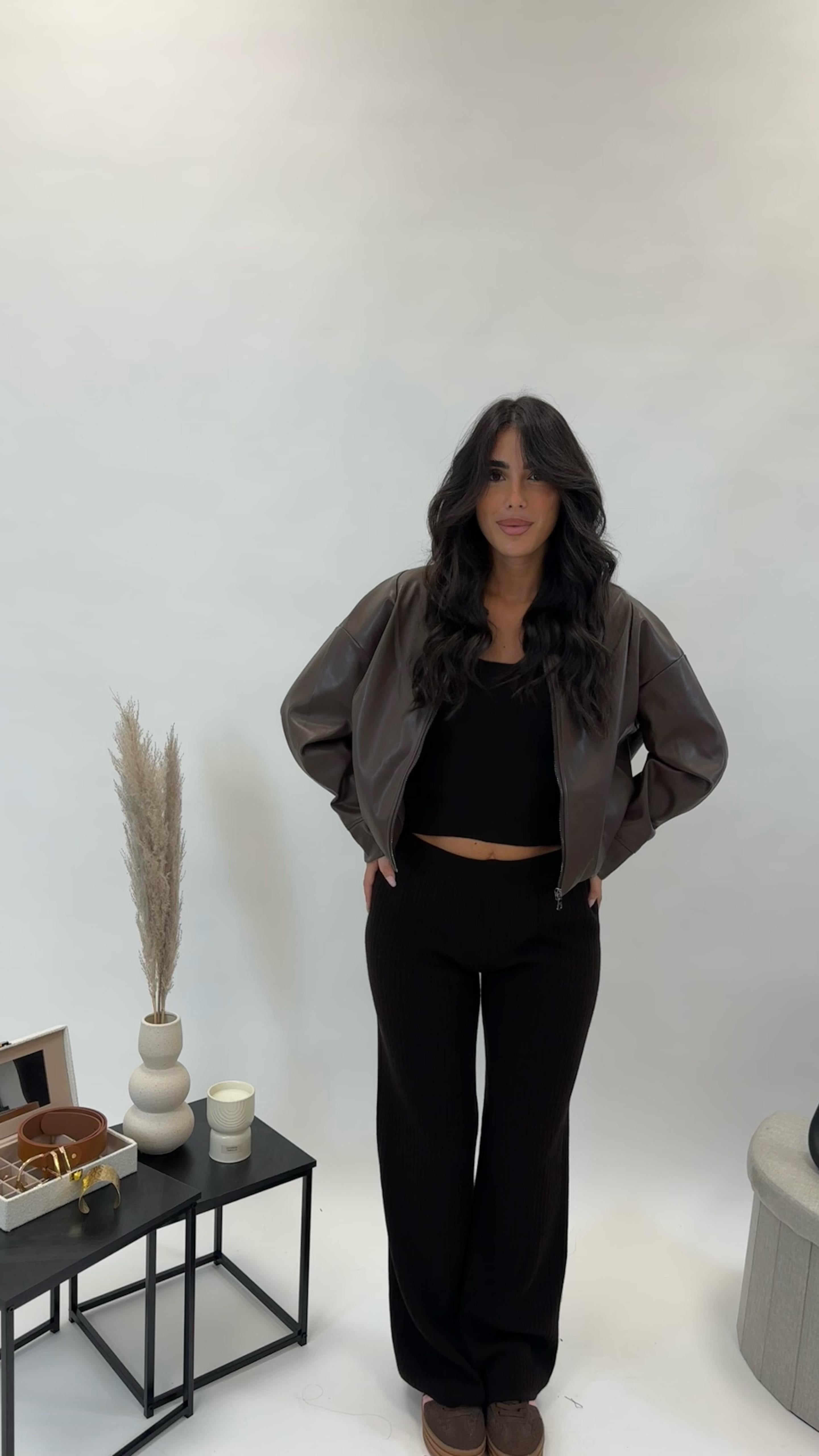 Set con Top in Maglia a Coste Choco