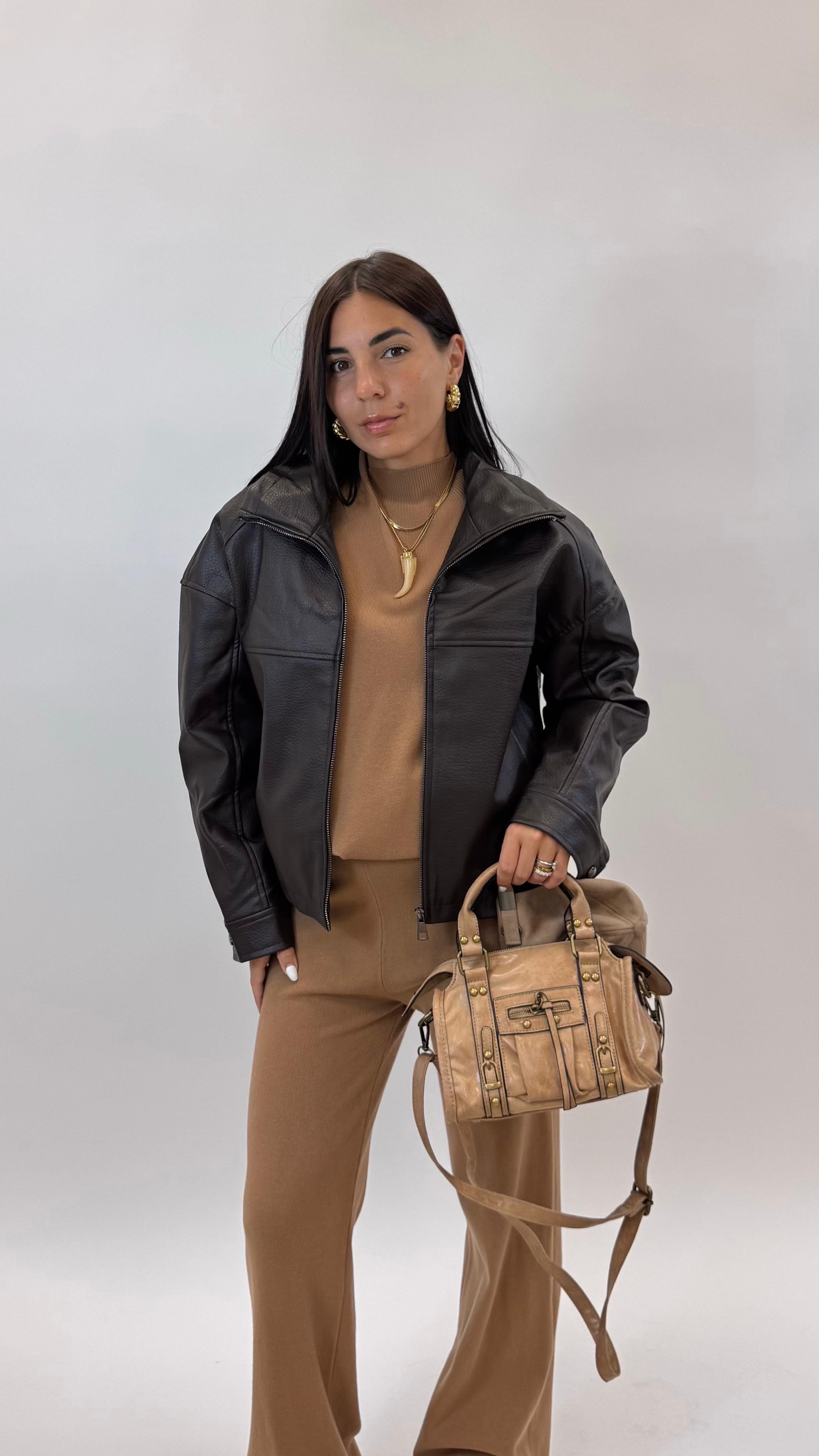 Bomber Similpelle Nero