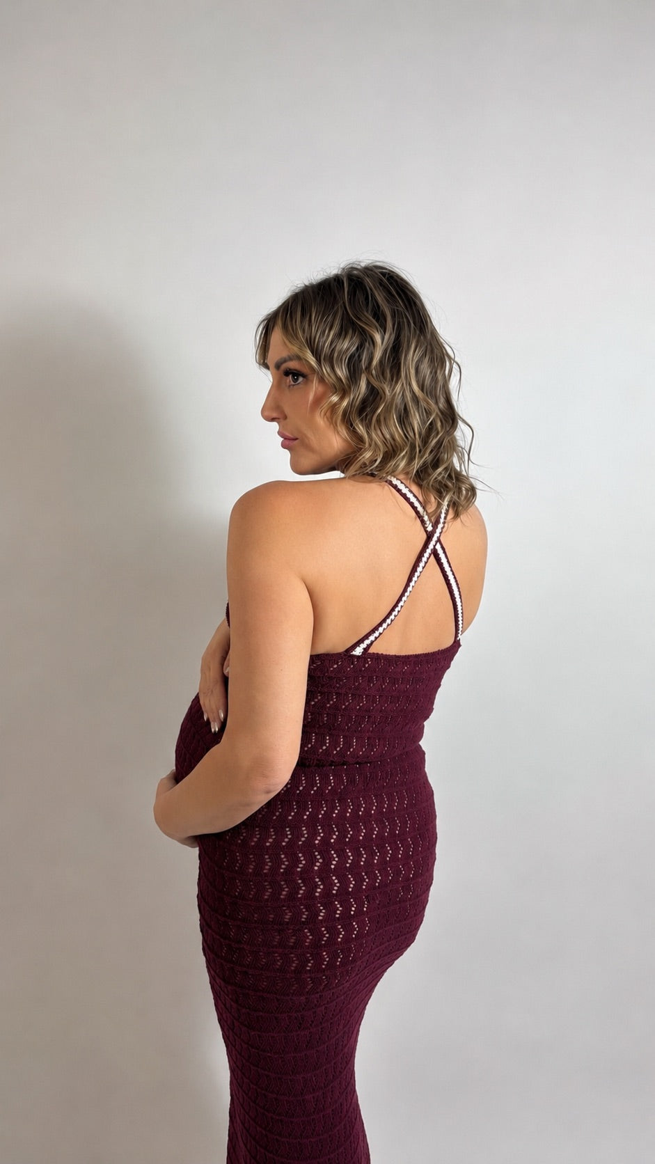 Abito Triangolo Crochet Burgundy