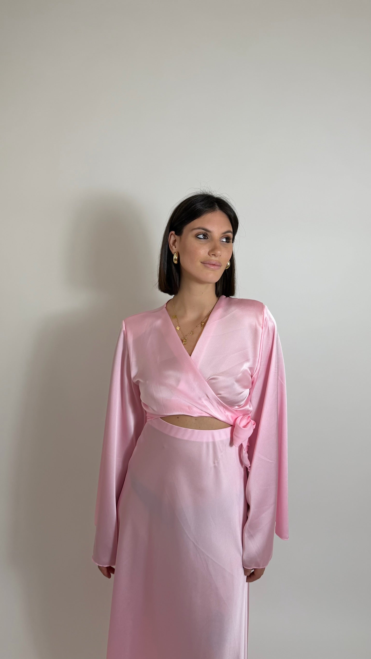 Set Silk Top & Skirt Rosa