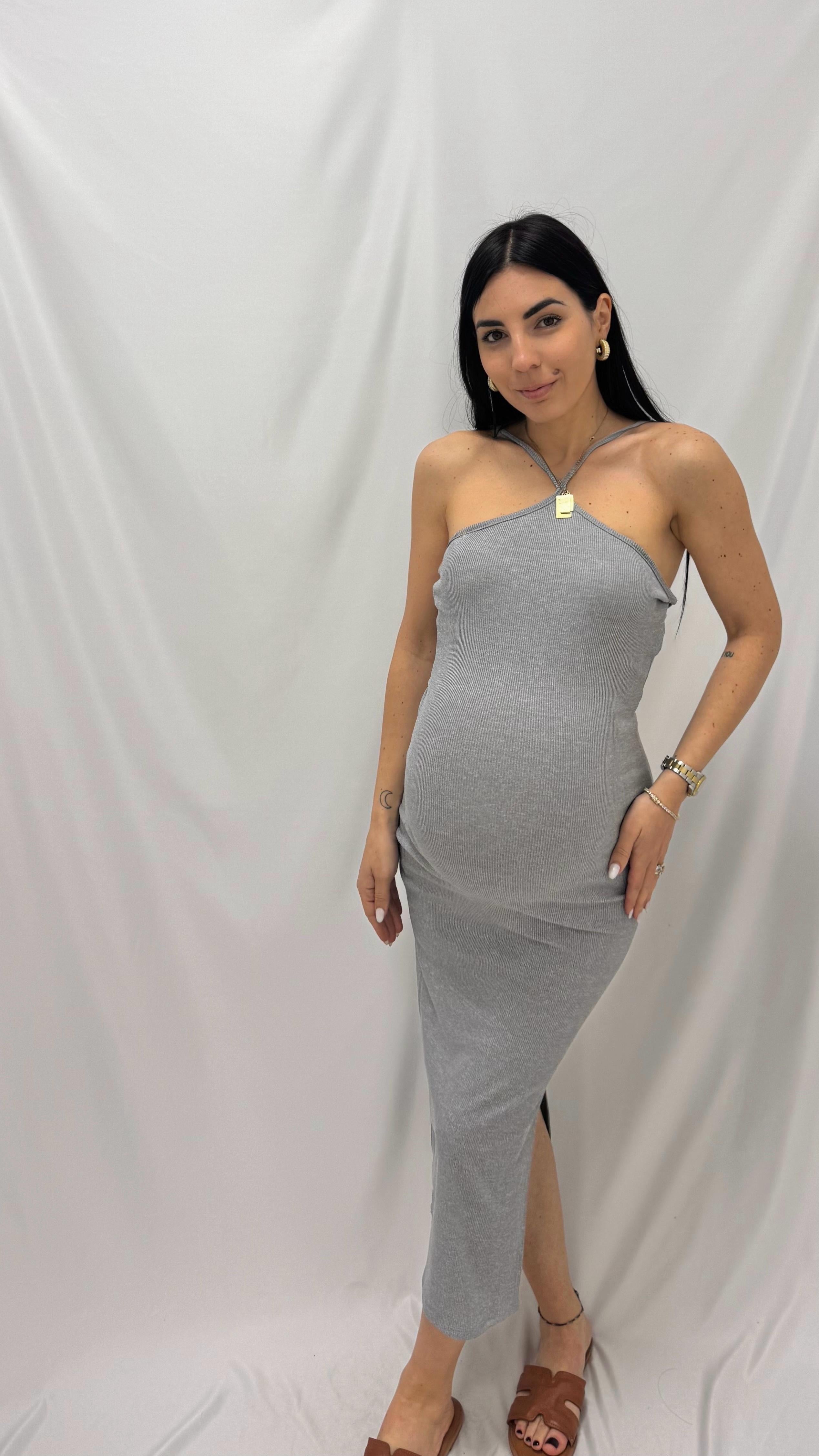 Abito Scollo America Grigio Perla