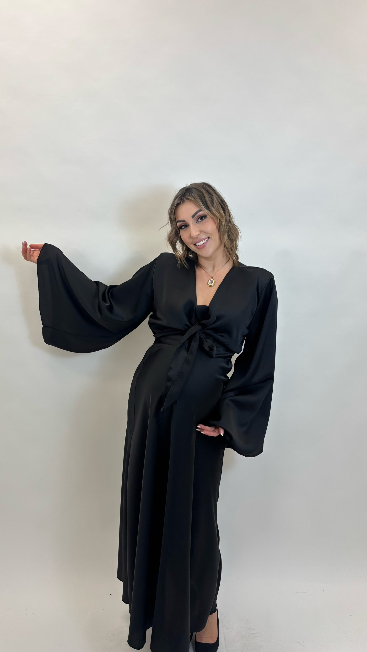 Set Silk Top & Skirt Nero