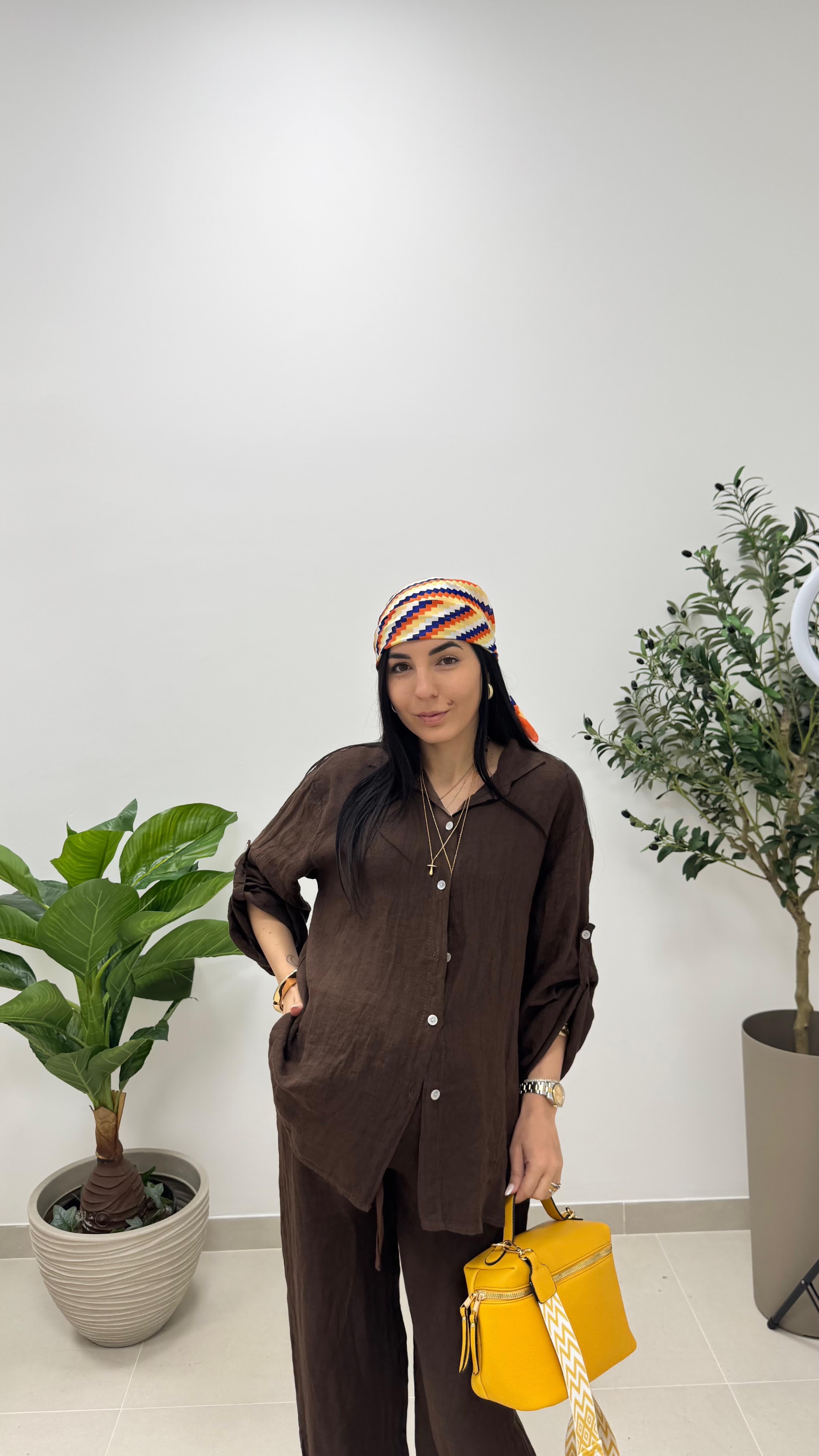 Camicia Lino Cioccolato