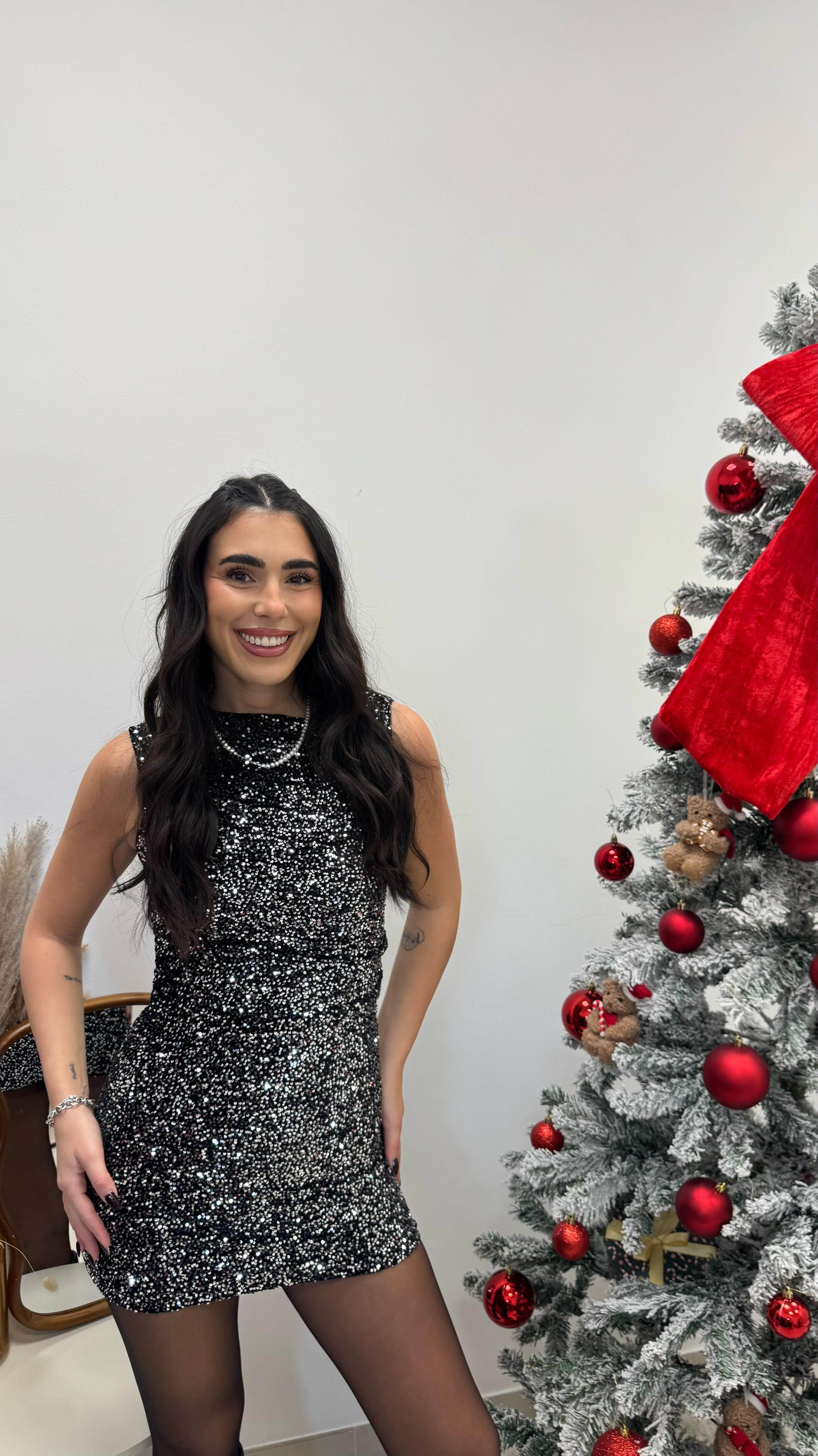 🥂Abito Velvet Sparkle Silver Black