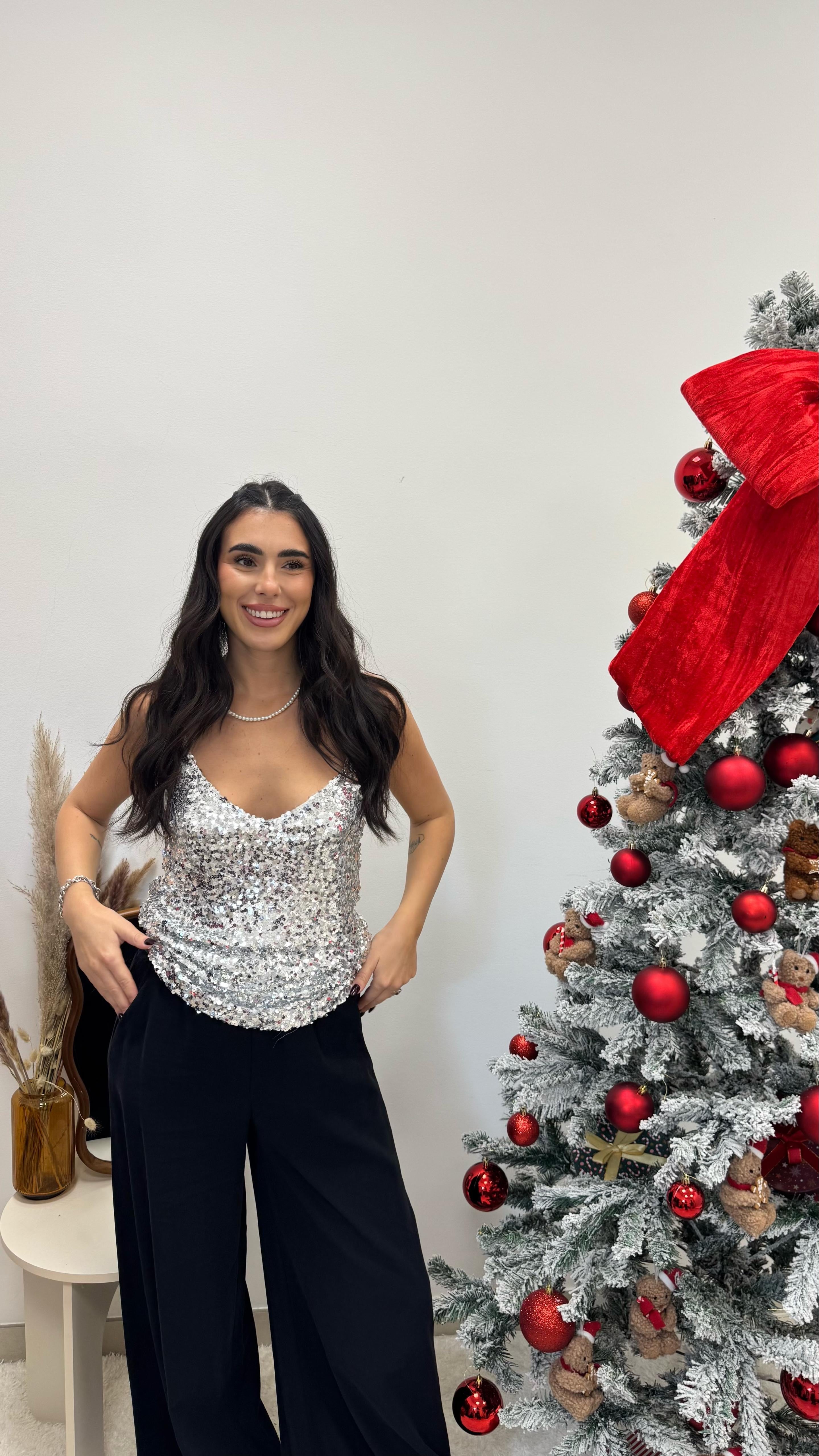 🥂Top Paillettes Silver