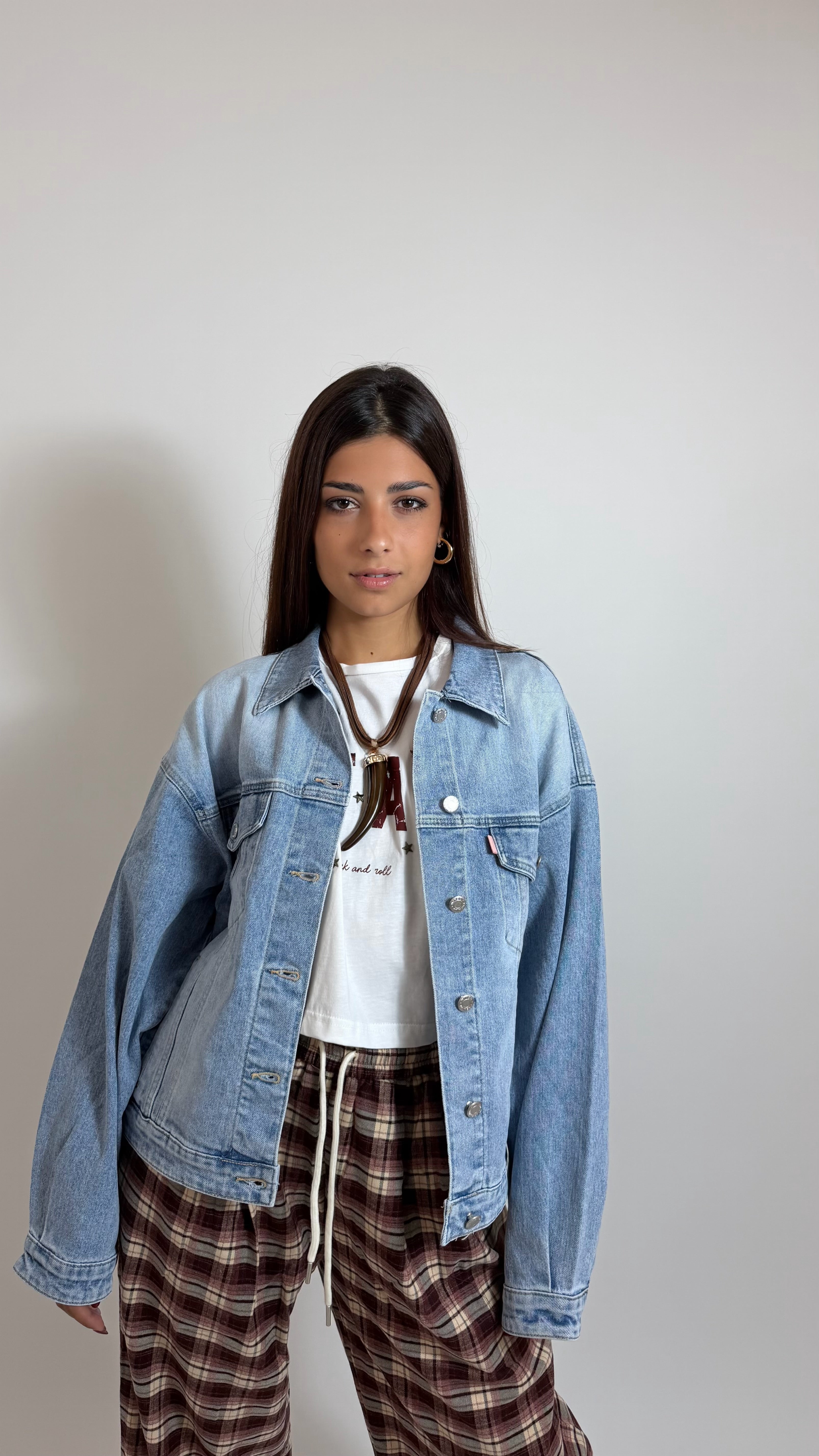 Giacca Denim Over Light Blu