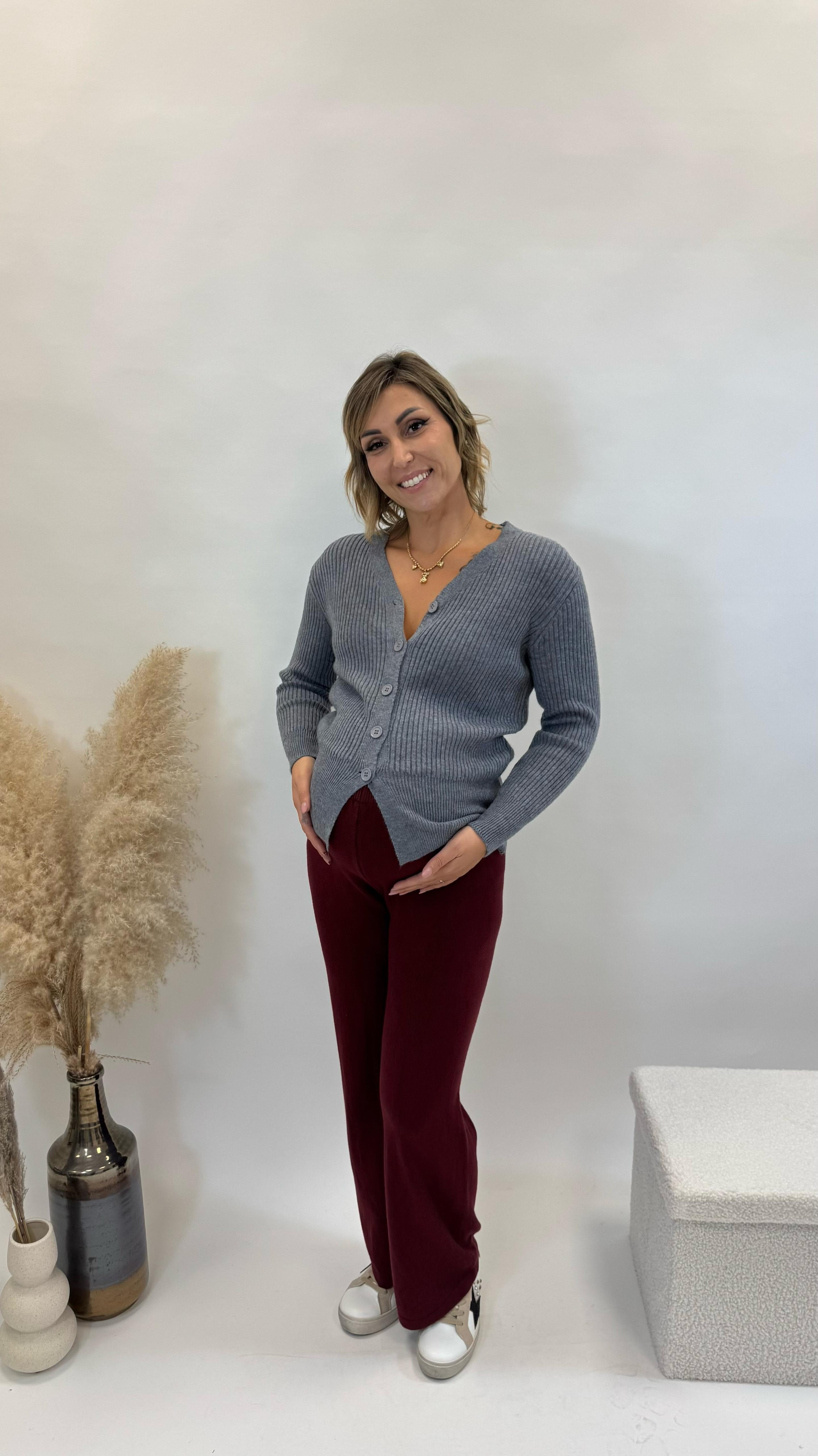 Cardigan Pull Grigio Perla