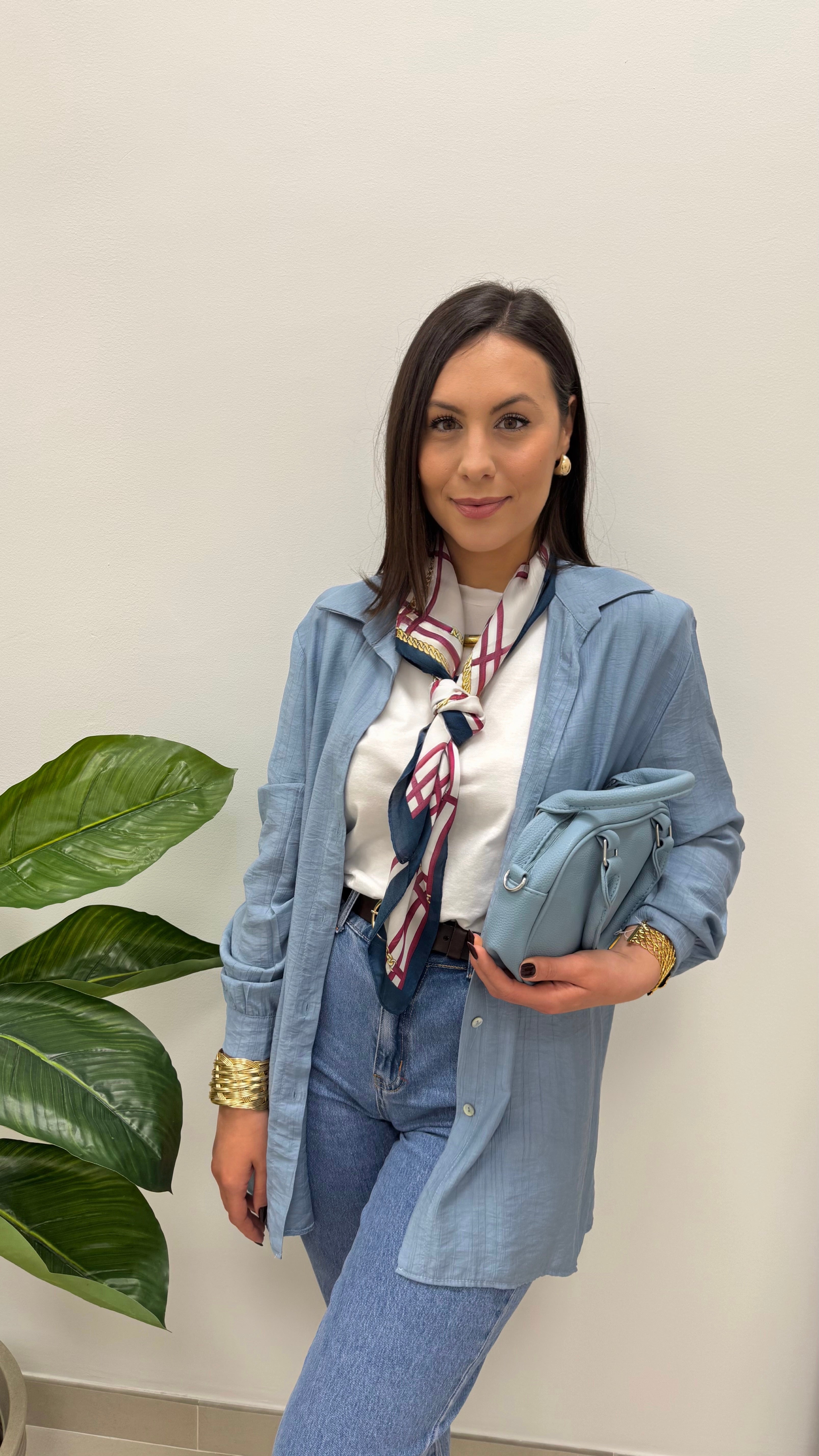 Camicia Over Morbida celeste