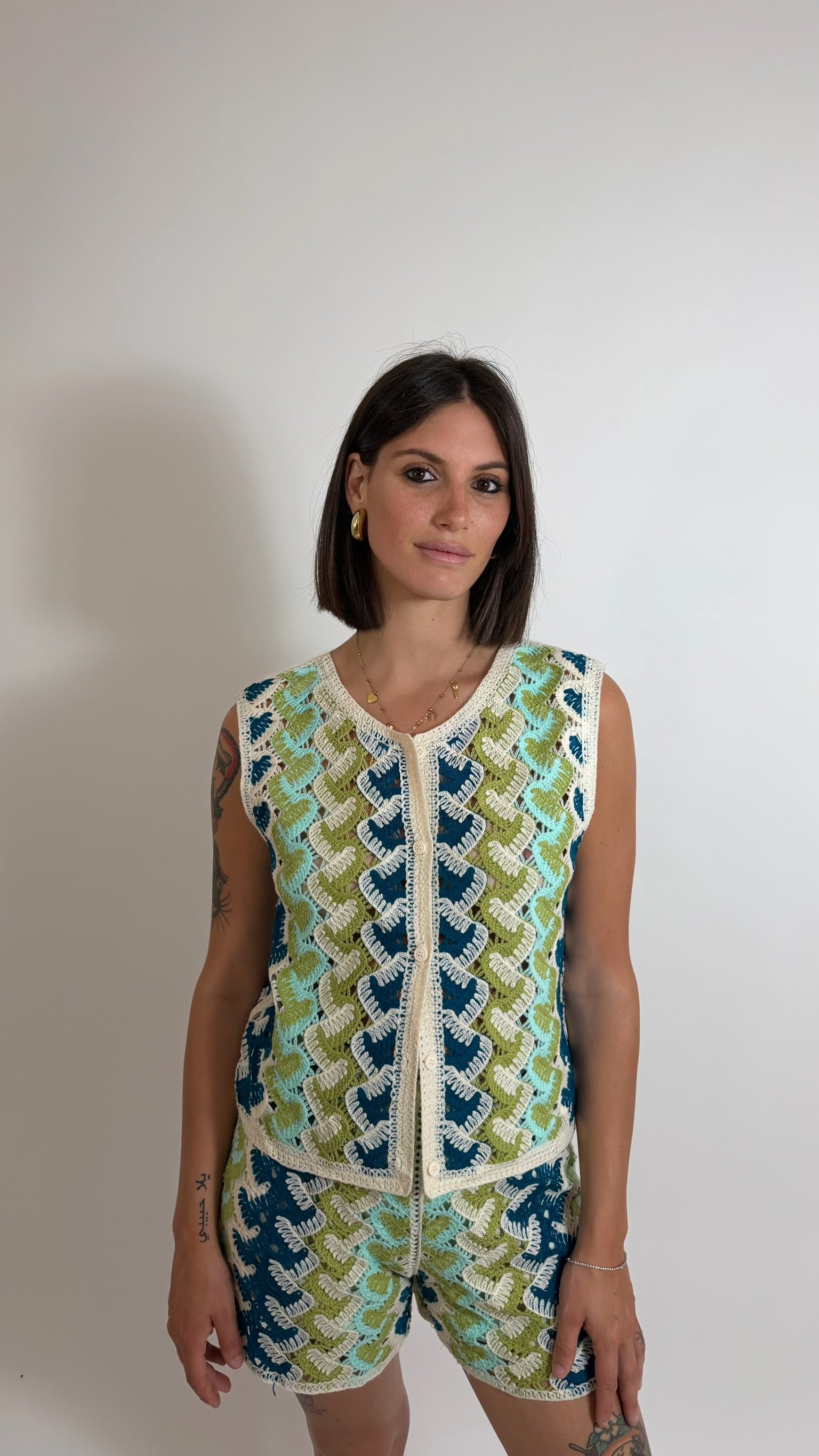 Set Crochet Rainbow Verde