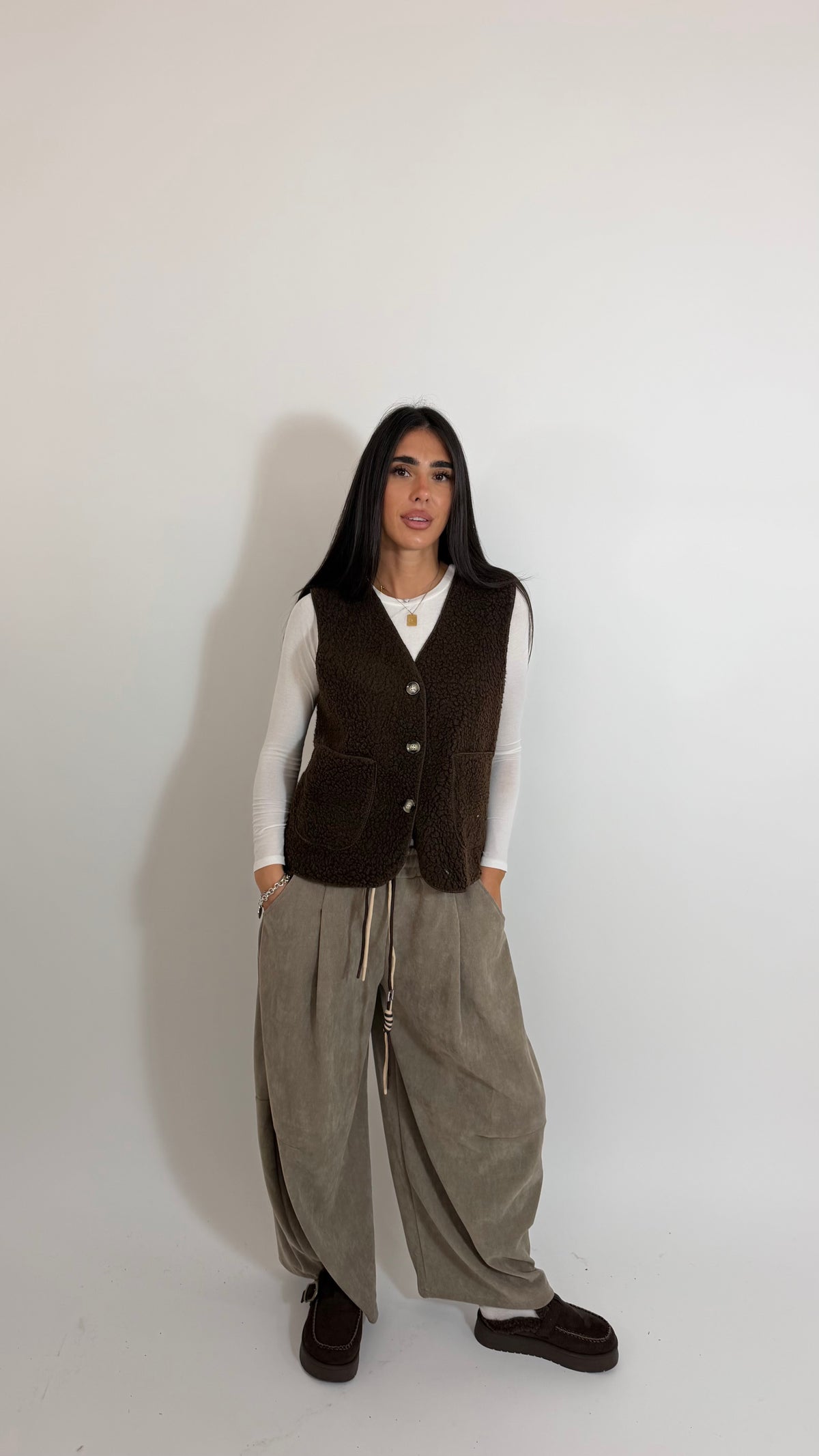 Pantalone Balloon Velvet Tortora